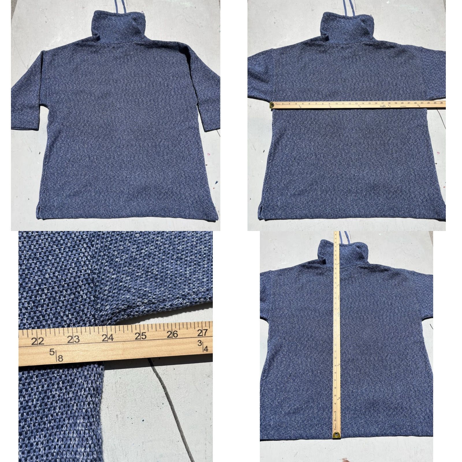 J. Jill J. Jill Women's Sweater Blue High Neck 3/4 Sleeve Knit Boho City Lagenlook Pocket Regular M Size M / US 6-8 / IT 42-44 - 8 Thumbnail