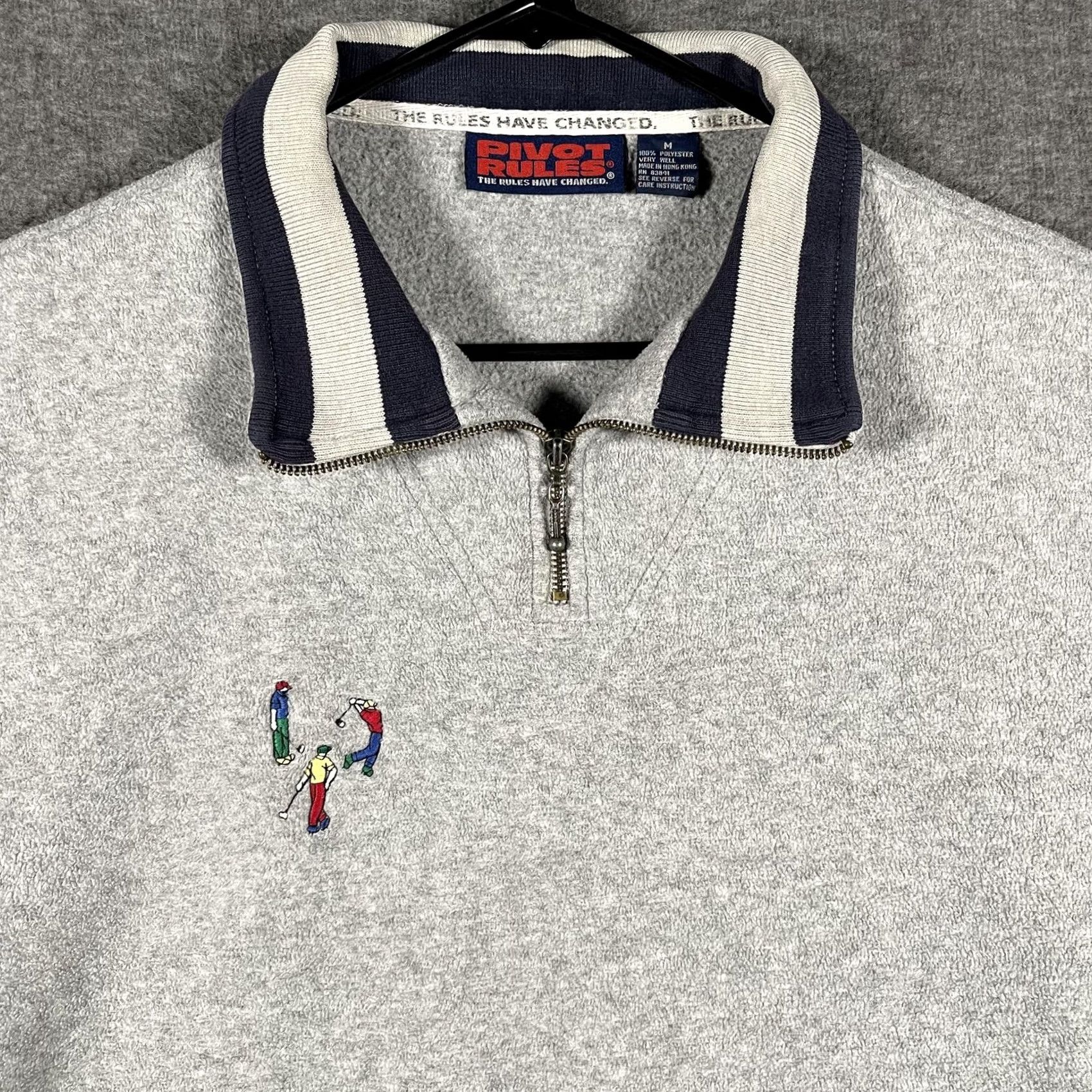 Vintage VINTAGE Pivot Rules Sweatshirt Mens M Gray 1/4 Zip Golf Graphic Fleece 90s Size US M / EU 48-50 / 2 - 2 Thumbnail
