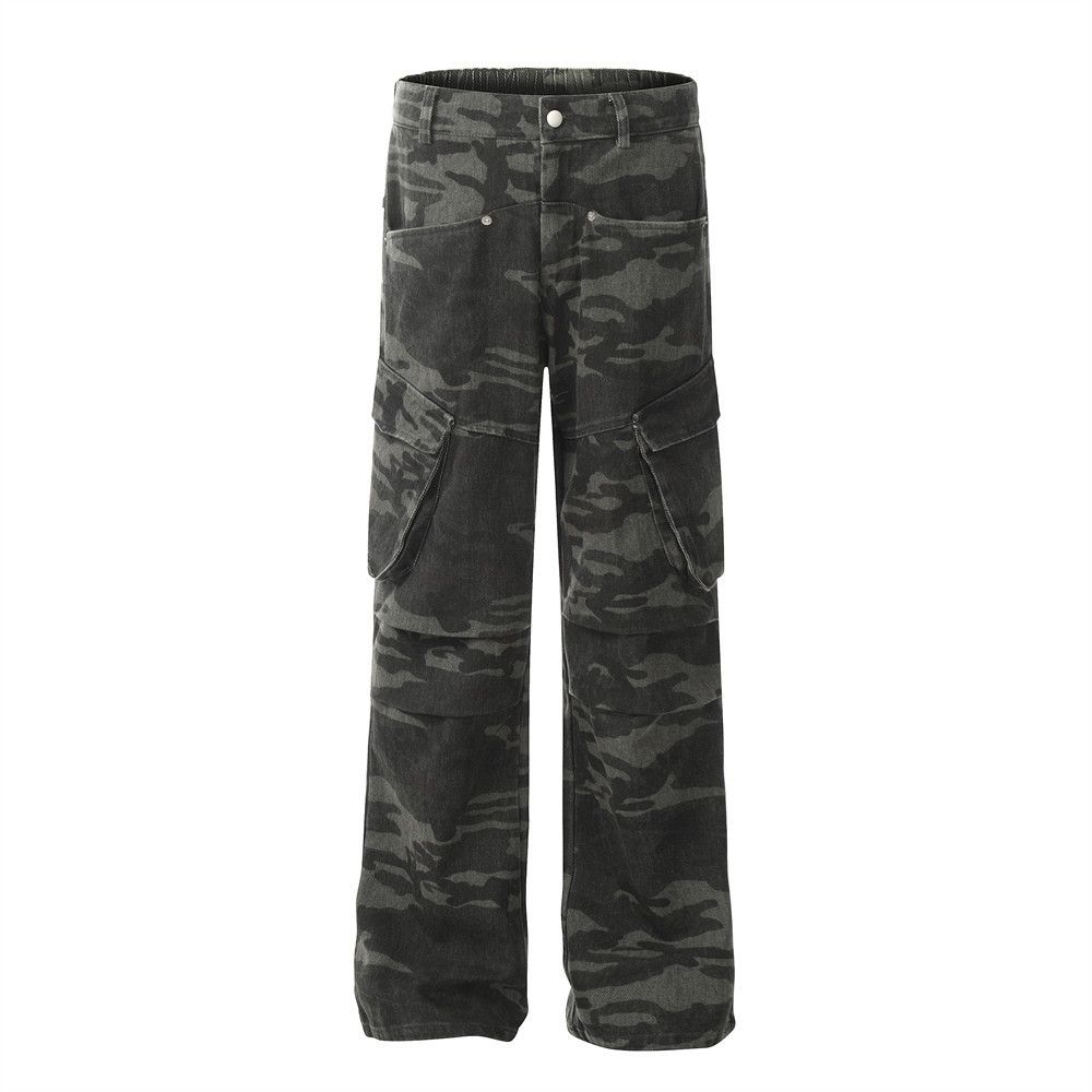 Japanese Brand Men's punk outdoor multi-pocket camouflage cargo jeans y2k Size US 32 / EU 48 - 1 Thumbnail