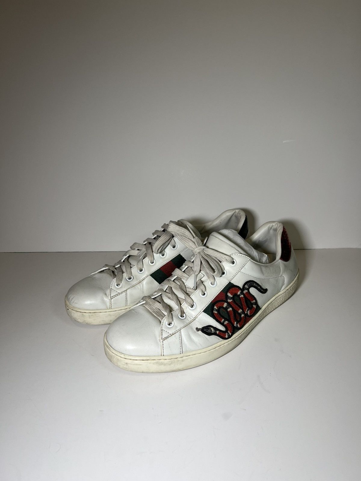 Gucci Gucci Ace leather sneakers signature embroidered Kingsnake Size US 12 / EU 45 - 1 Thumbnail