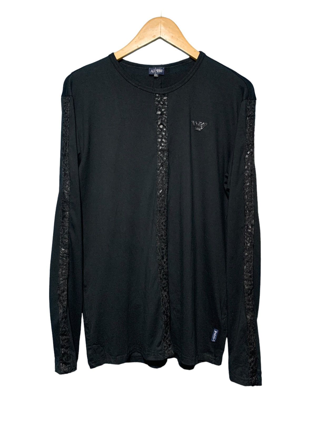 Armani × Armani Collezioni × Vintage Vintage Armani jeans fur trimmed tape longsleeve Size US L / EU 52-54 / 3 - 1 Thumbnail