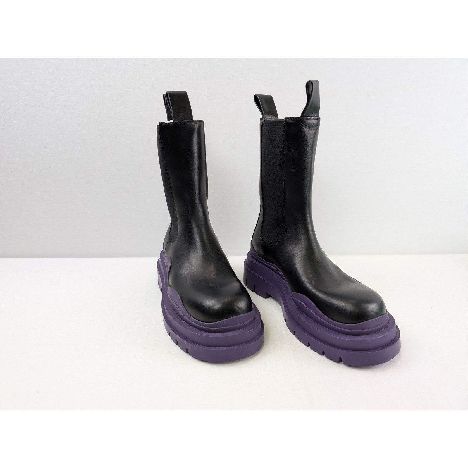 Bottega Veneta o1rshd1 Military Calf Tire Boots in Black/Purple Size US 8 / EU 41 - 4 Thumbnail