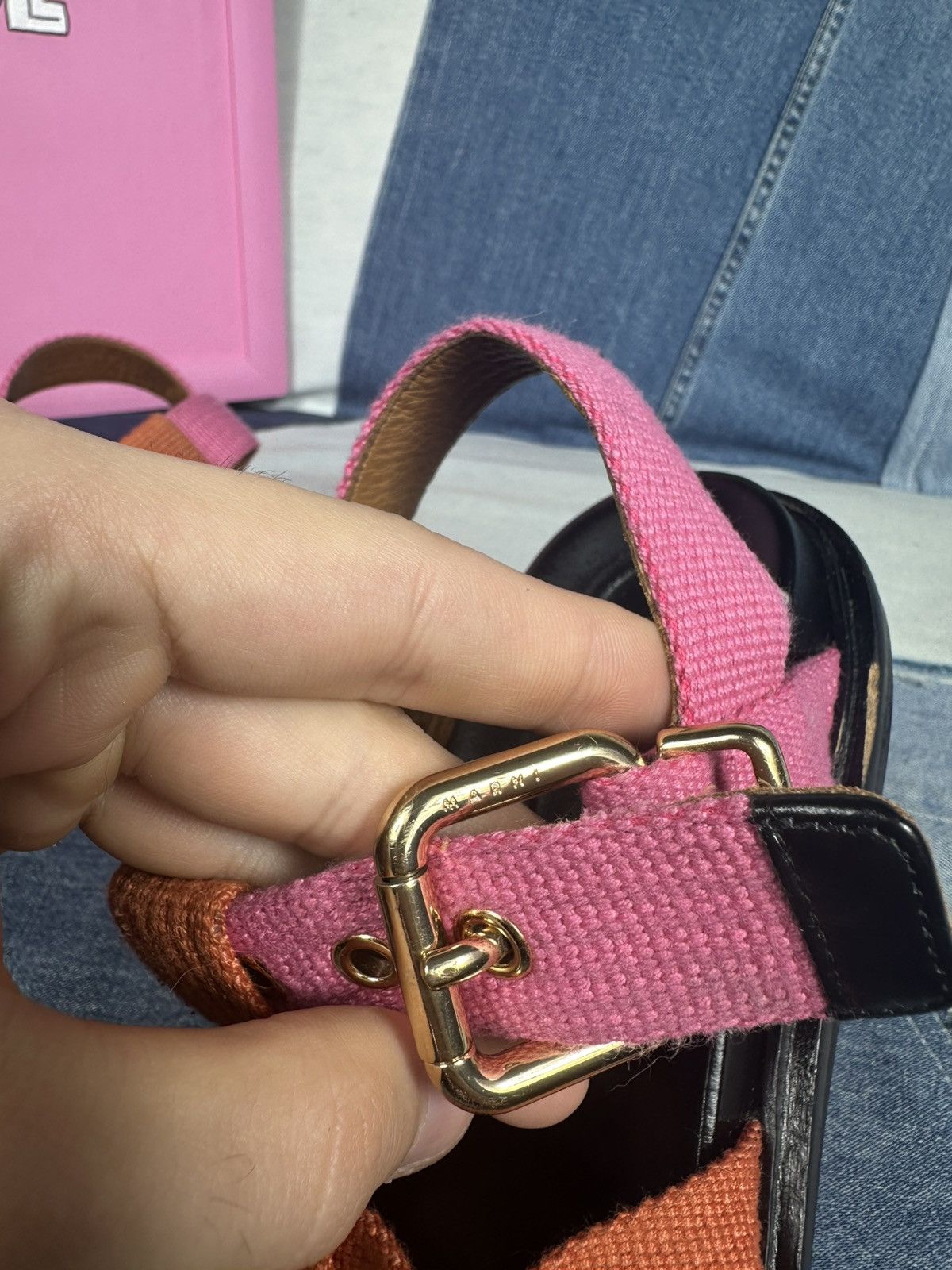 Marni Marni Orange & Pink Fisherman Sandals Canvas Straps Leather Size US 7 / IT 37 - 13 Thumbnail