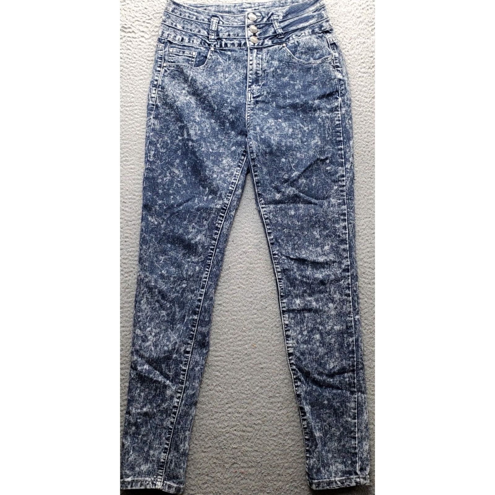 Denime IRIS Jeans Women Size 07 Multicolor Denim Acid Wash Skinny Fit Low Waist 3 Button Fly Womens Size 07 Jeans Size 28" / US 6 / IT 42 - 2 Thumbnail