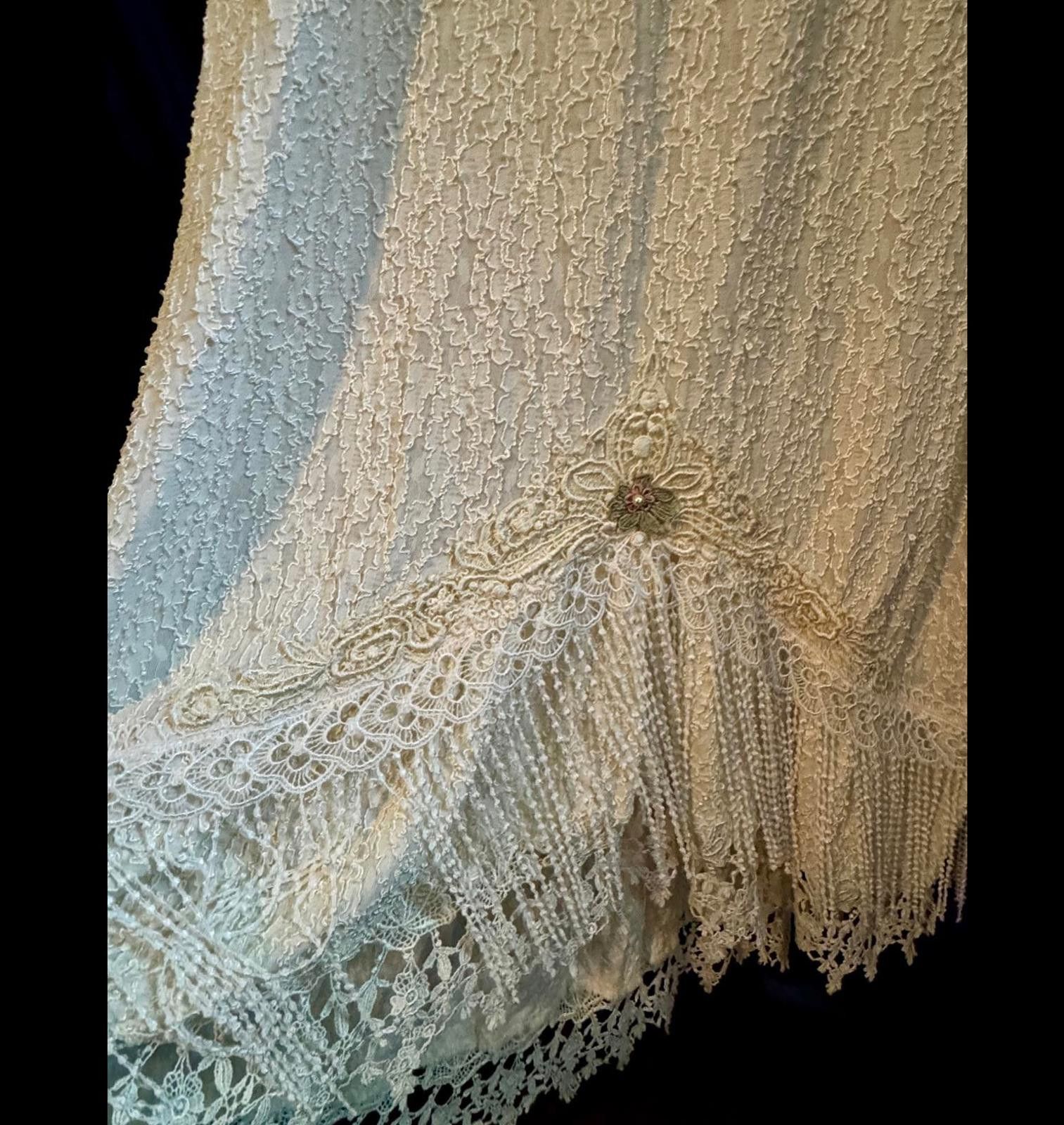 Designer Vintage Lace Dress with Intricate Embroidery by Phun Shirts Size XL / US 12-14 / IT 48-50 - 6 Thumbnail