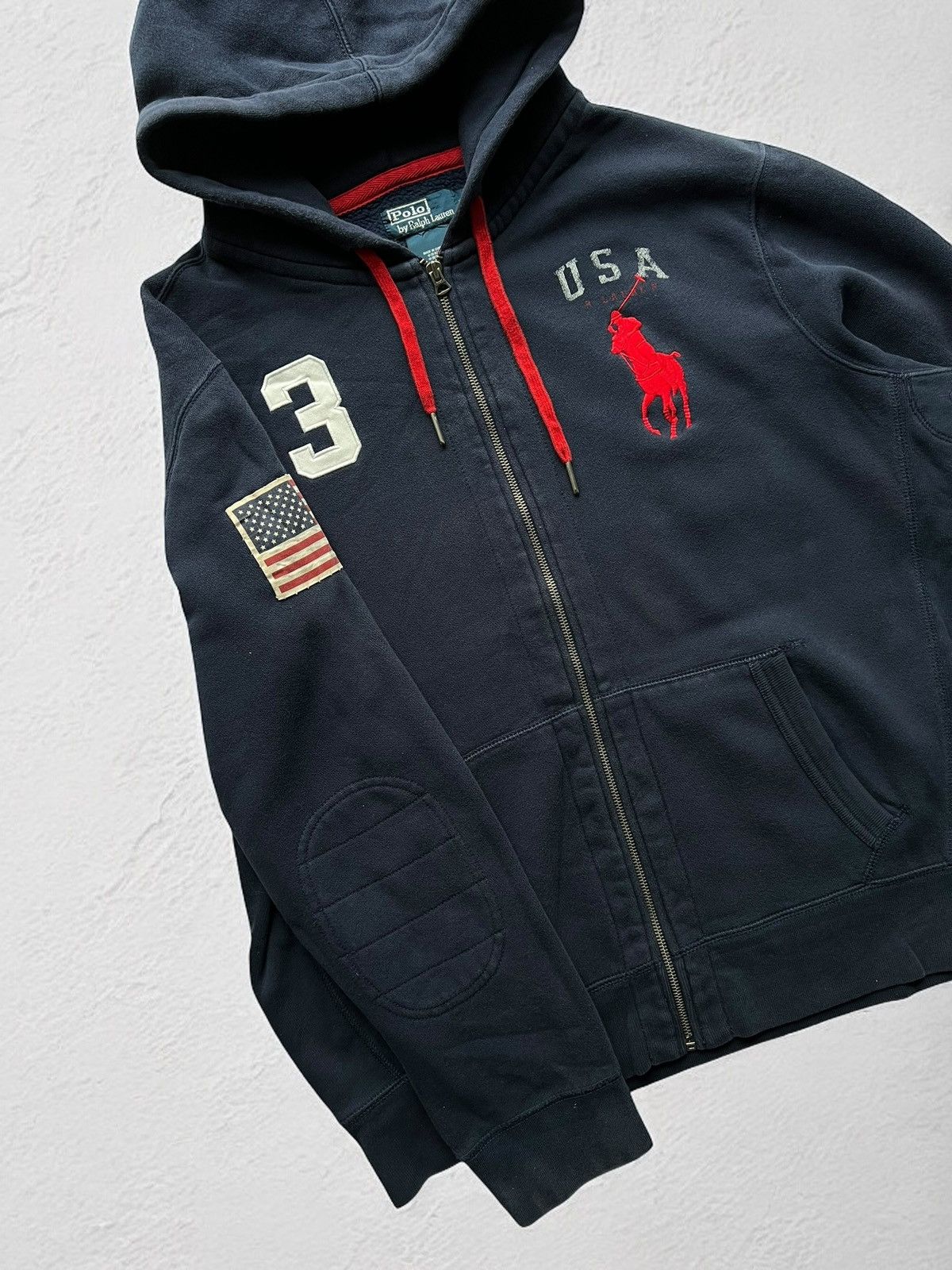 Polo Ralph Lauren RARE!💥RALPH LAUREN USA FLAG HEAVY COTTON VINTAGE HOODIE ZIP Size US XL / EU 56 / 4 - 2 Thumbnail