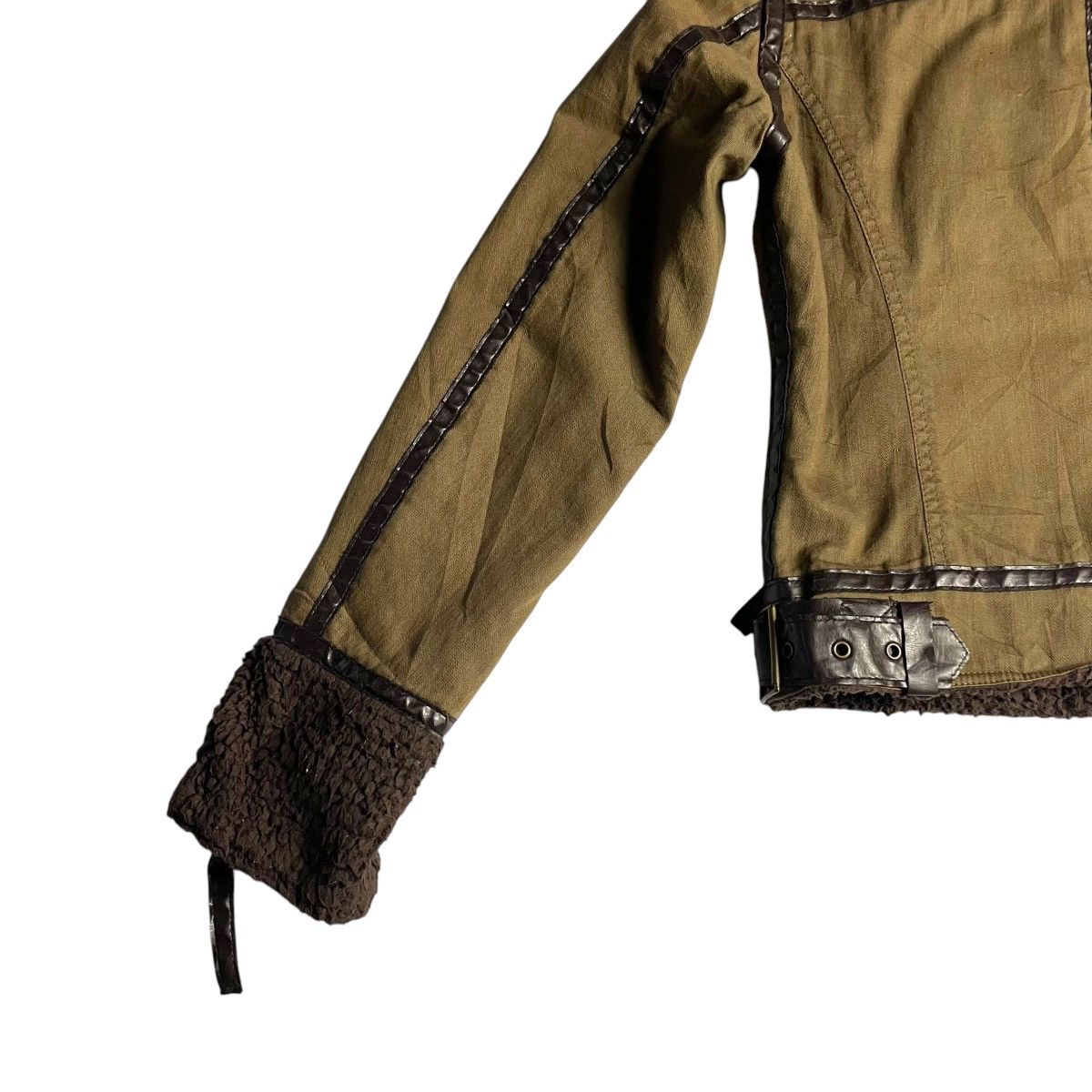Von Dutch 🇯🇵 VINTAGE VON DUTCH COTTON + LEATHER FUR PUNK CROP JACKET Size L / US 10 / IT 46 - 11 Thumbnail