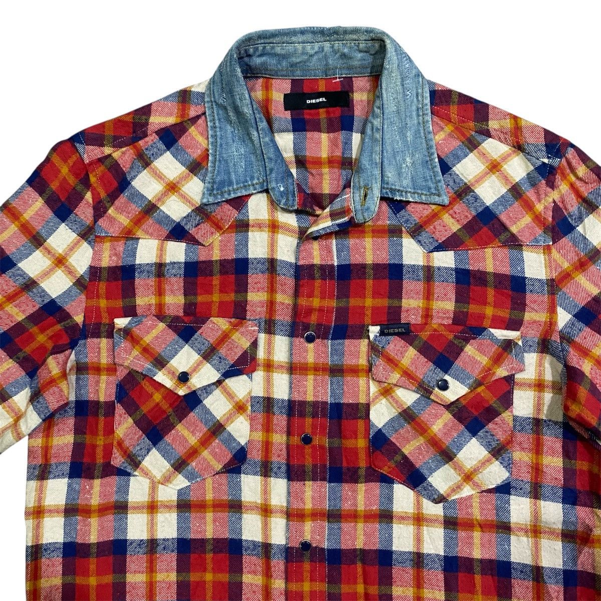 Diesel Diesel Red Camicia Western Flannel Snap Button Denim Collar Size US S / EU 44-46 / 1 - 6 Thumbnail