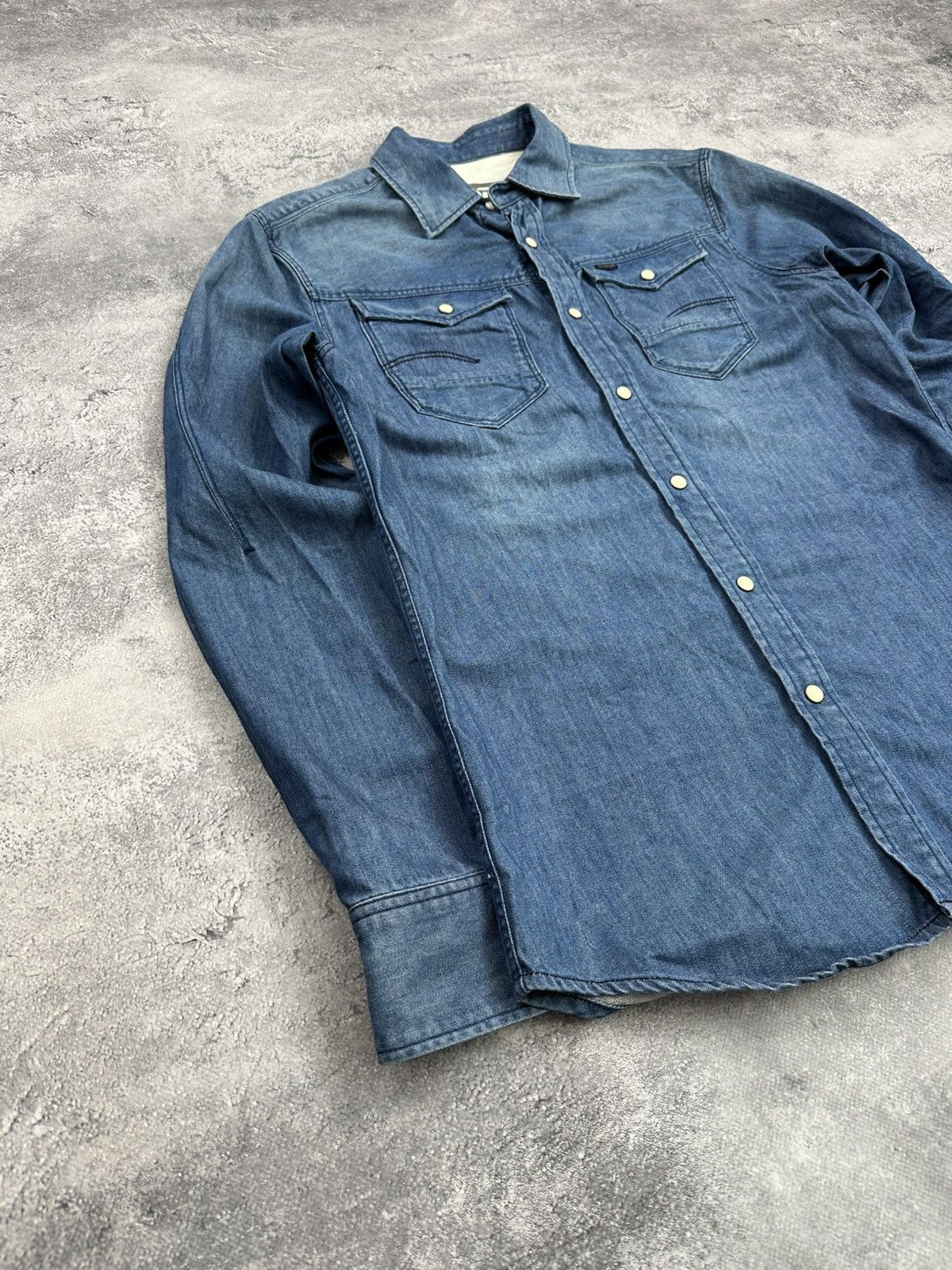 G-Star G-Star Raw Denim Shirt Blue Western Faded Over Shirt y2k Size US S / EU 44-46 / 1 - 3 Thumbnail