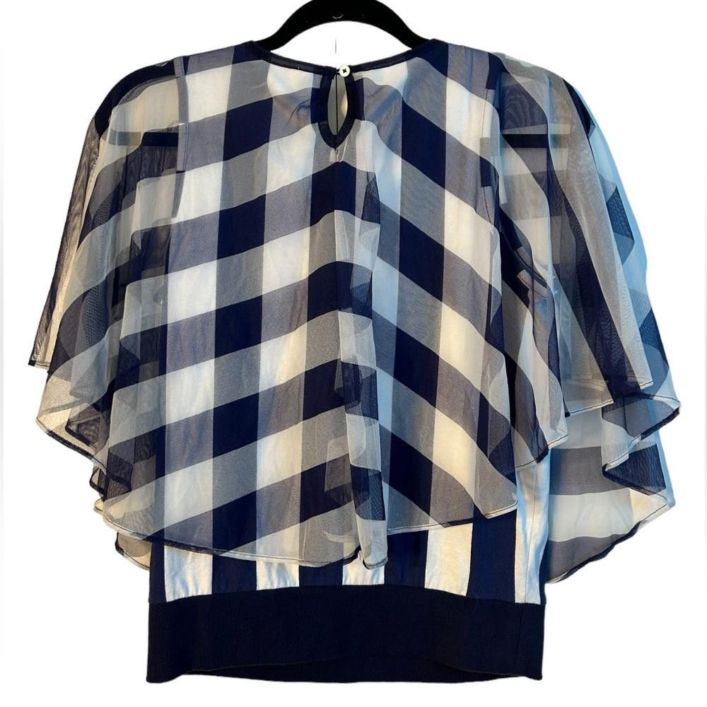 Designer Anthropologie l Postmark Elsie Gingham Poncho/Cape Top XS Size XS / US 0-2 / IT 36-38 - 3 Thumbnail