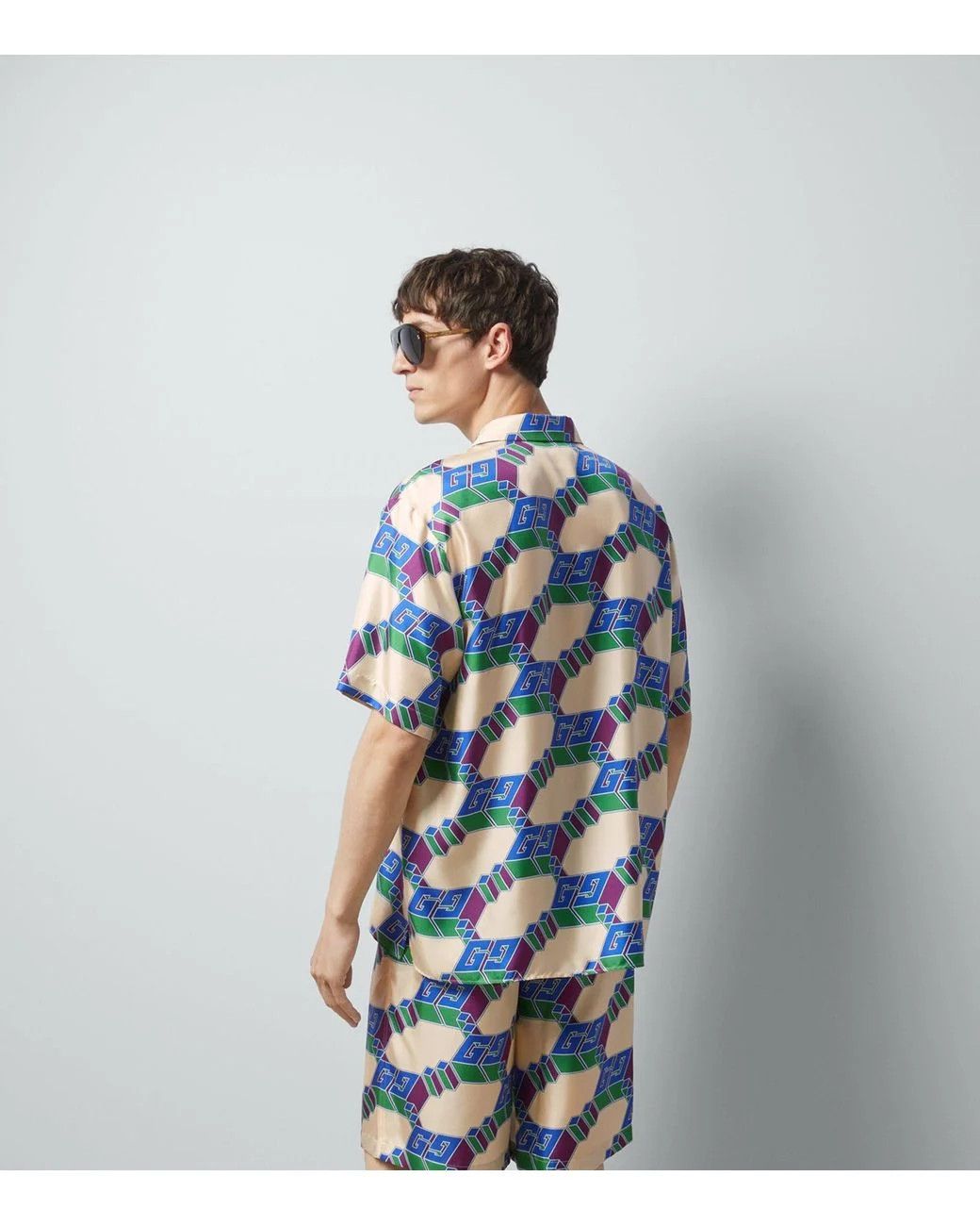 Gucci o1mt1gz0325 3D GG Print Silk Shirt in Multicolor Size US S / EU 44-46 / 1 - 4 Thumbnail