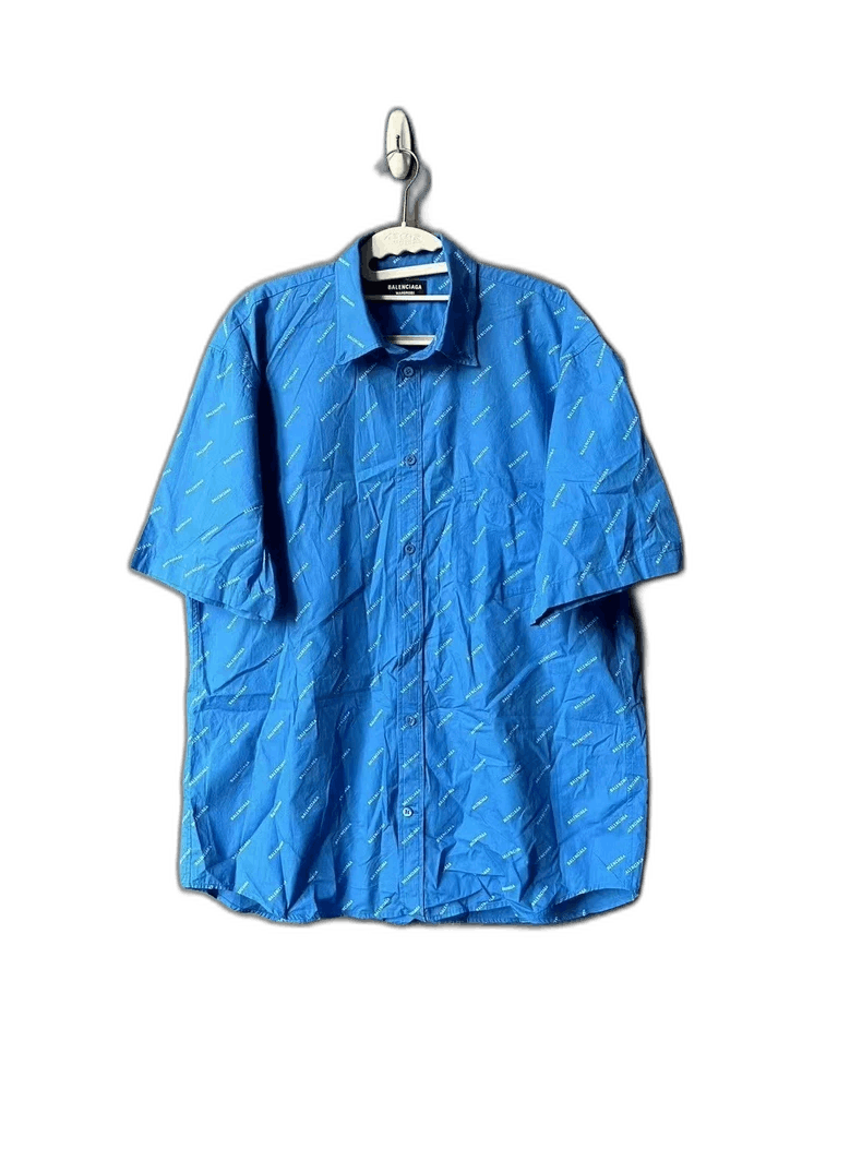 Balenciaga Balenciaga Blue Short Sleeve Shirt Size L / US 10 / IT 46 - 1 Thumbnail
