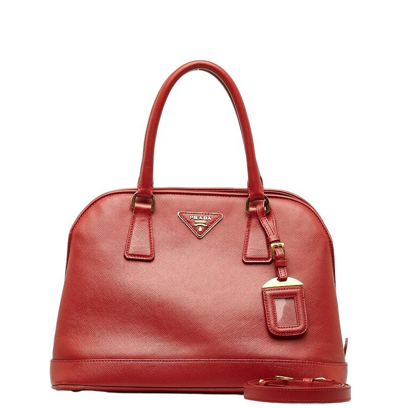 image of Prada Saffiano Lux Dome Bag in Red, Women's