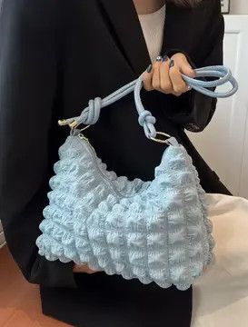 Japanese Brand × Vintage Baby Blue Minimalist Knot Ruched Purse Size ONE SIZE - 1 Thumbnail