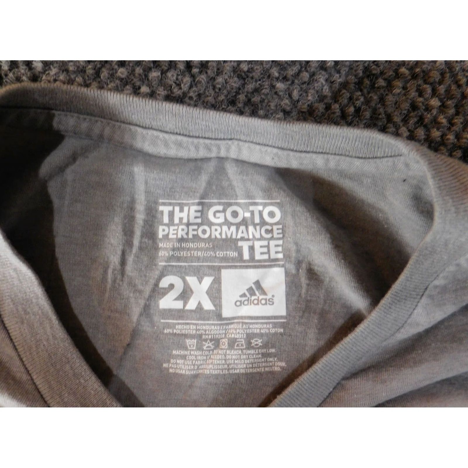 Adidas Adidas Shirt 2XL Mens Gray Classic Tee Logo Short Sleeve Crew Neck Stretch T-Shirt Size US XXL / EU 58 / 5 - 5 Thumbnail
