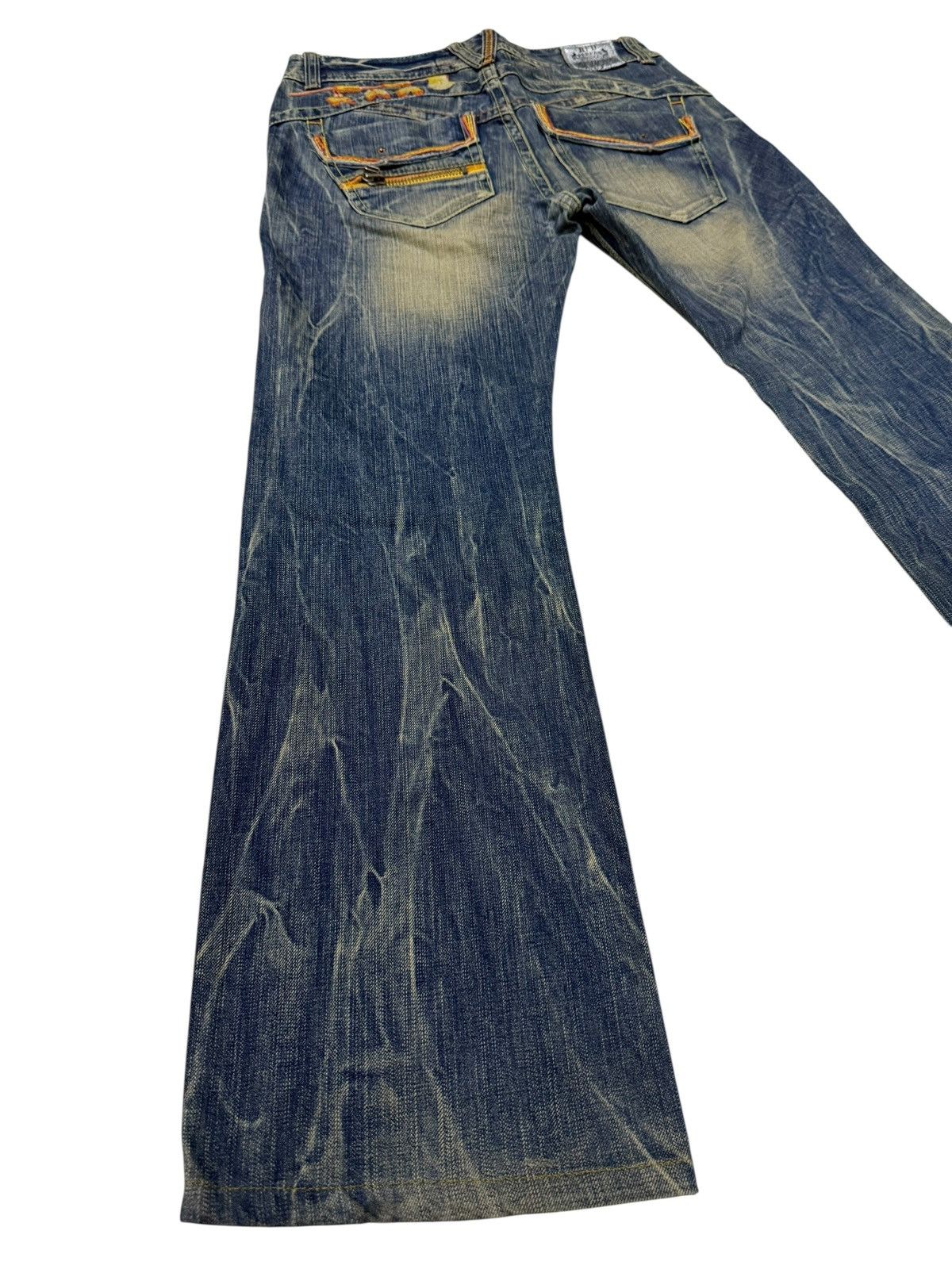 Le Grande Bleu (L.G.B.) Flared Jeans Red Pepper Faded Stretch Low Rise Boot Cut Size US 31 - 22 Thumbnail