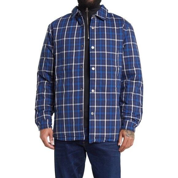 Slate & Stone Slate & Stone Mens Blue Plaid Quilted Lightweight Snap Shirt Size US M / EU 48-50 / 2 - 1 Thumbnail