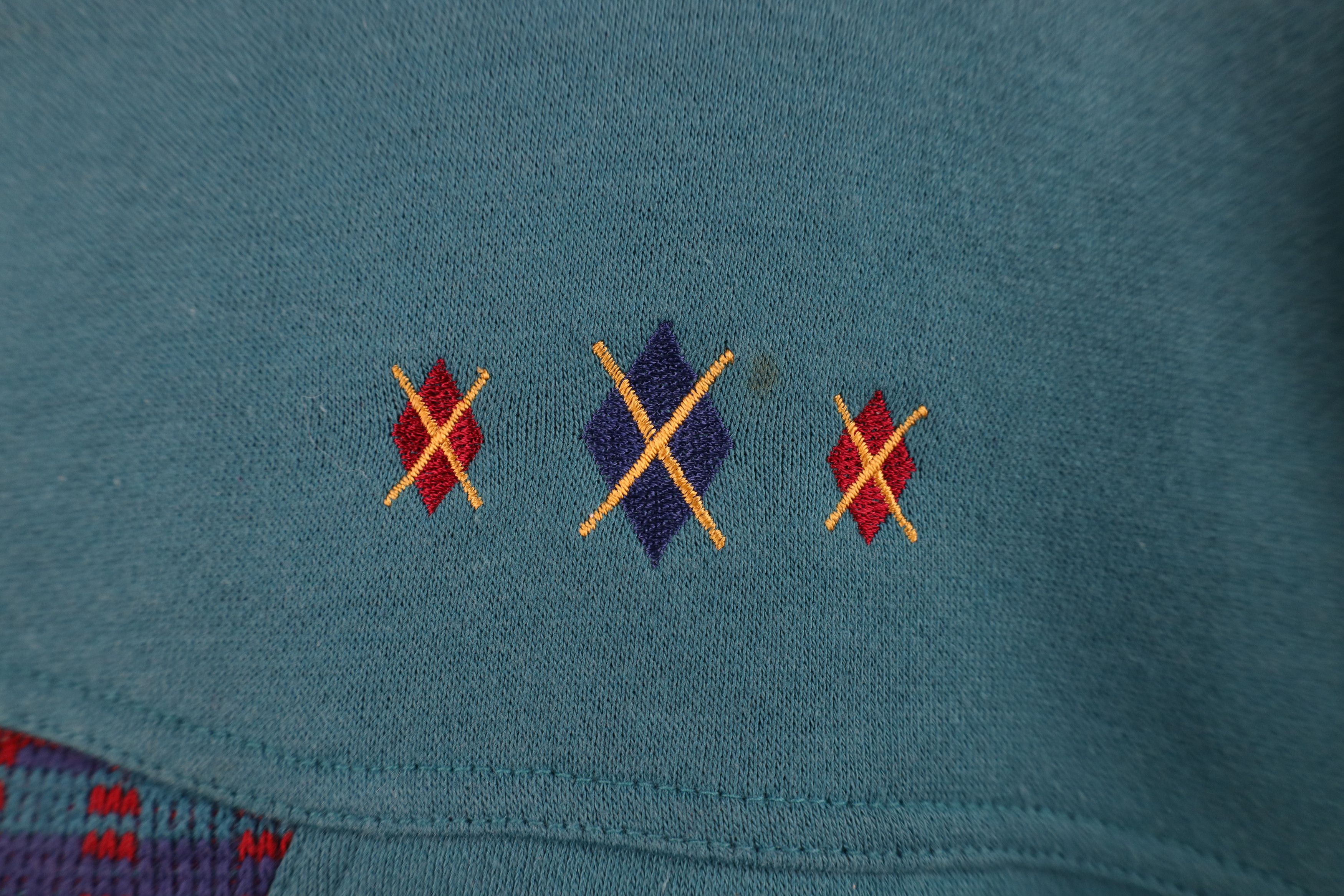 Vintage Vintage 90s Streetwear Argyle Diamond Cropped Sweatshirt Size L / US 10 / IT 46 - 4 Thumbnail
