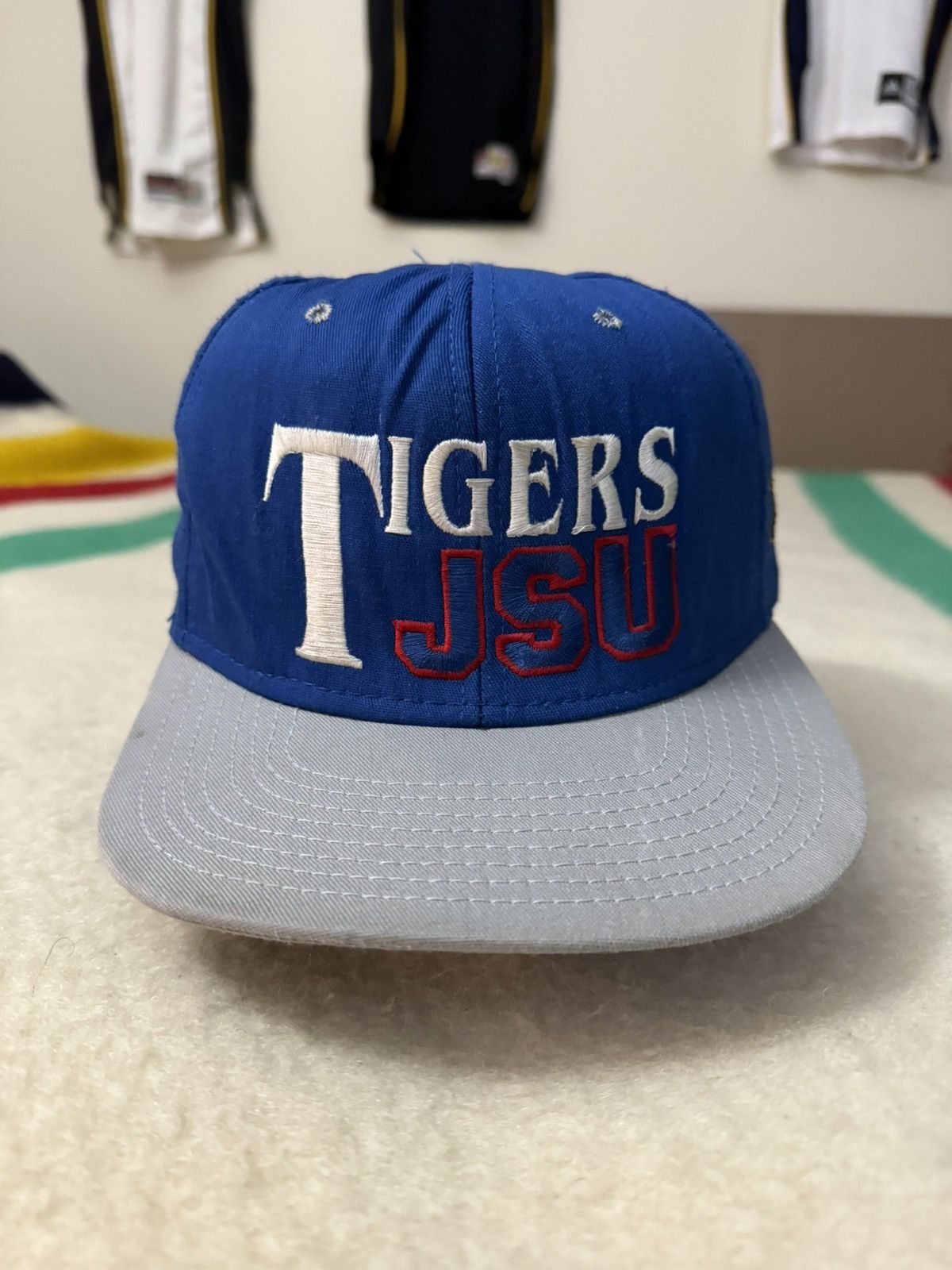 image of Drew Pearson x Logo Athletic Jackson State Jsu Mississippi Snapback Plain Logo Tigers in White Yell
