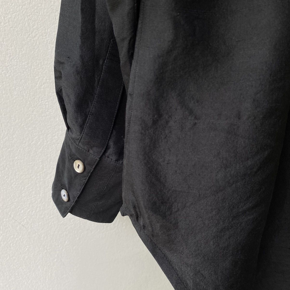 Issey Miyake IS Issey Miyake Black Silk Long Sleeve Bow Tie Collar Shirt Size XL / US 12-14 / IT 48-50 - 11 Thumbnail