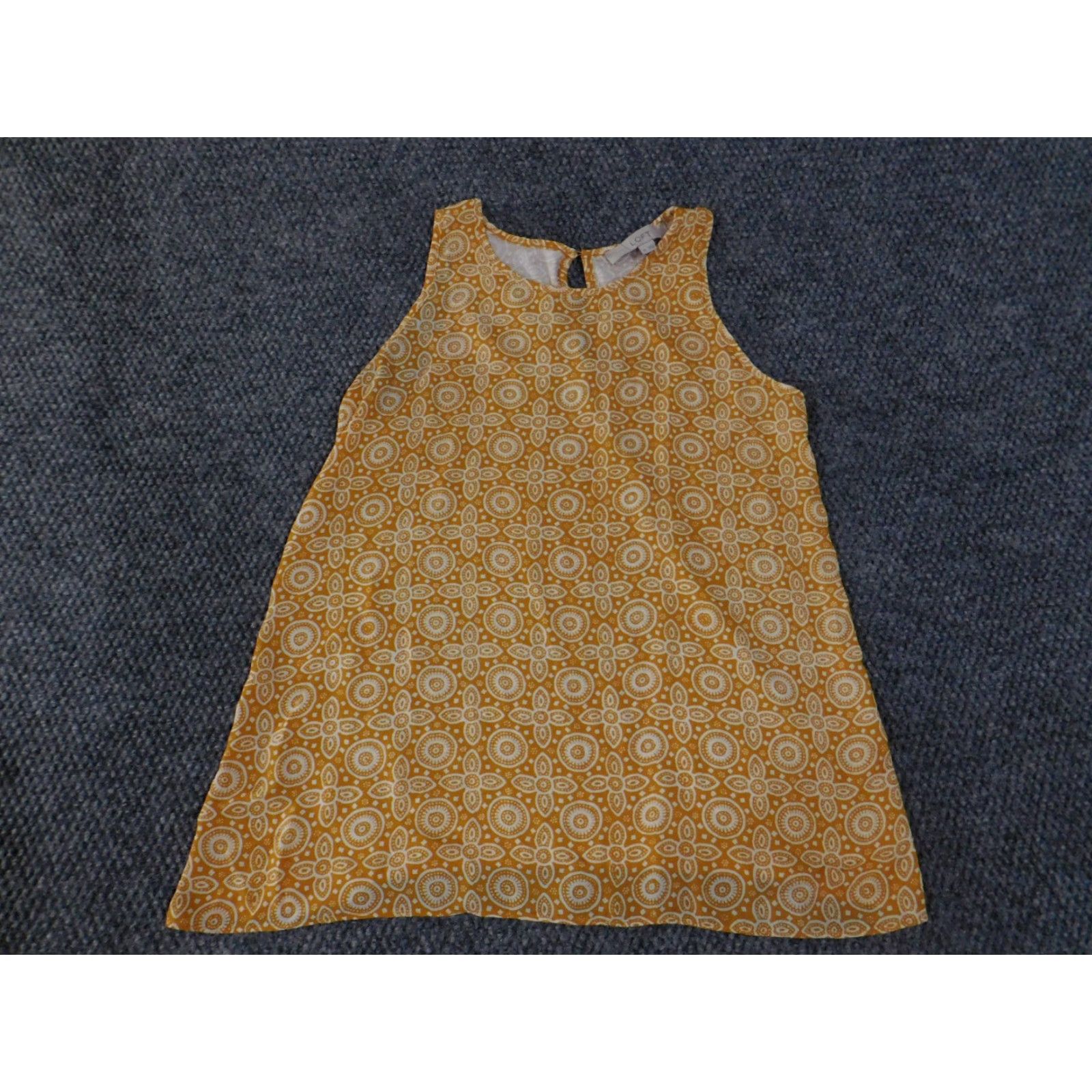 Loft LOFT Womens XS Yellow White Sleeveless Geometric Print Shift Dress Top Blouse Size XS / US 0-2 / IT 36-38 - 4 Thumbnail