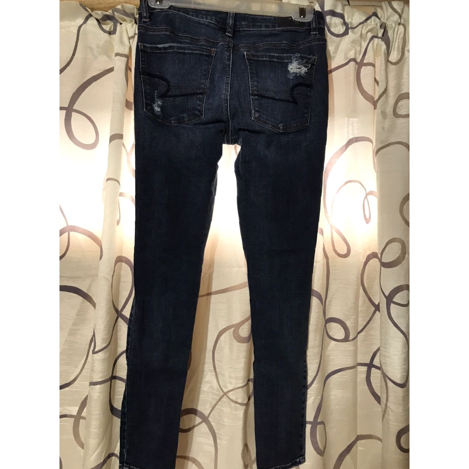 American Eagle Outfitters American Eagle Jeans Distressed Destroyed Hi-Rise Super Stretch Blue Denim Size 4 Reg Womens Size 27" / US 4 / IT 40 - 2 Thumbnail