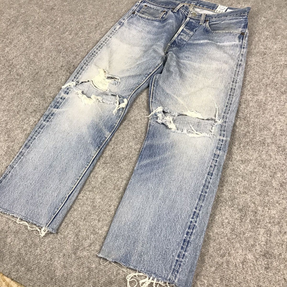 Orslow ORSLOW 2005 DISTRESSED SELVAGE DENIM LIGHT DENIM PANTS Size US 30 / EU 46 - 4 Thumbnail