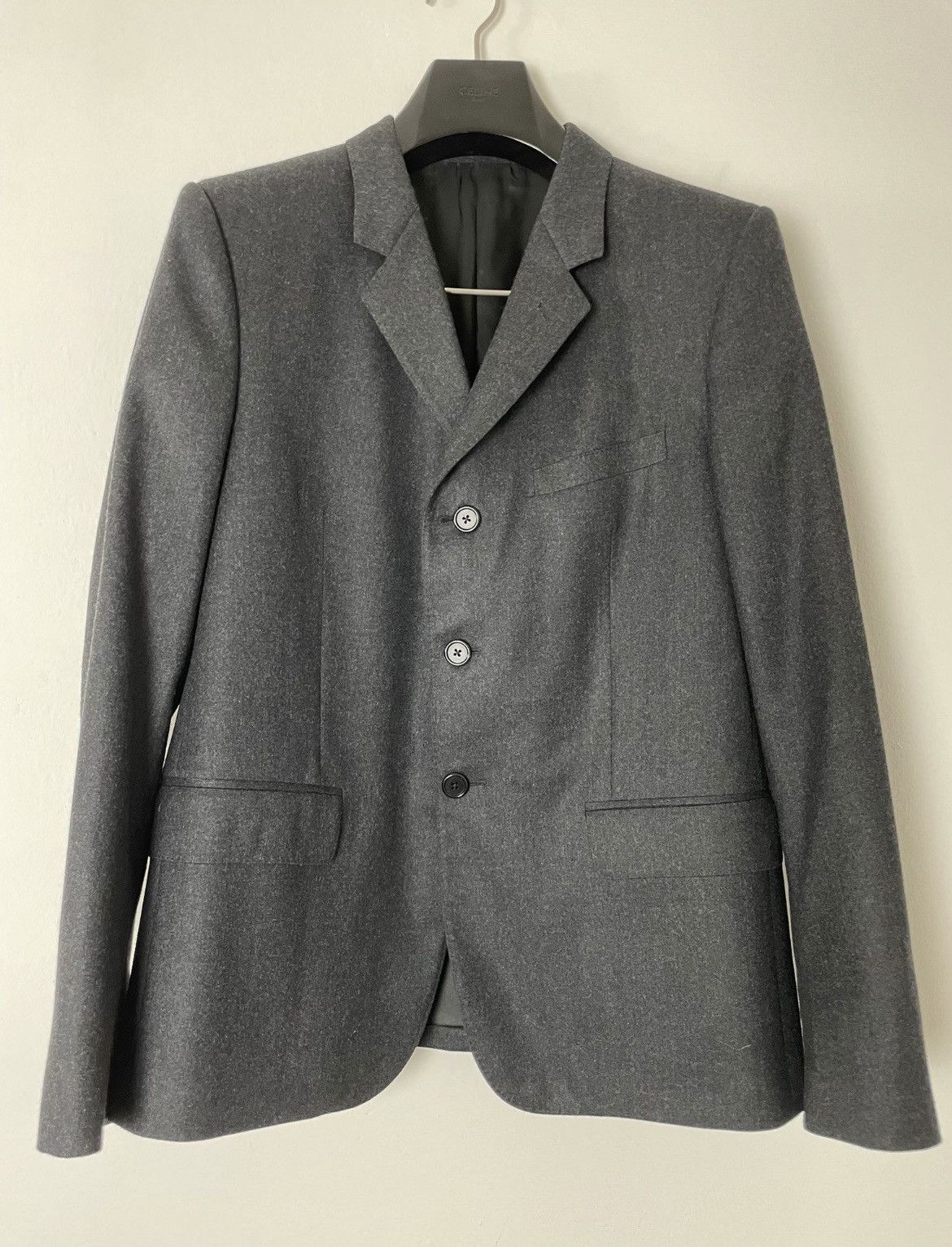 Celine × Hedi Slimane FW24 Runway 3 Buttons Mods Blazer Jacket Japanese Flannel Size 50R - 3 Thumbnail