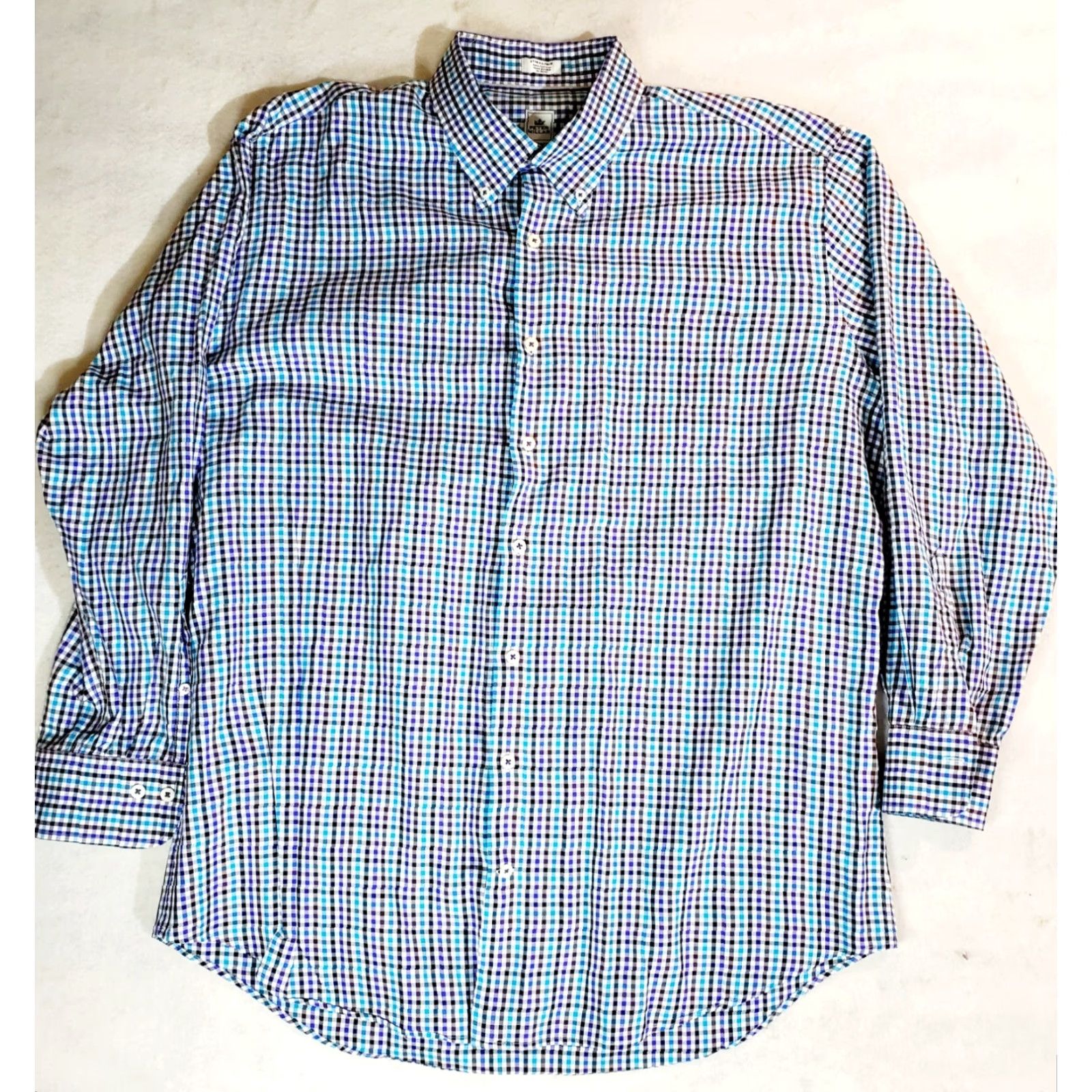 Peter Millar Peter Millar Signature Mens XL Long Sleeve Button-up Shirt Plaid 100% Cotton Size US XL / EU 56 / 4 - 2 Thumbnail