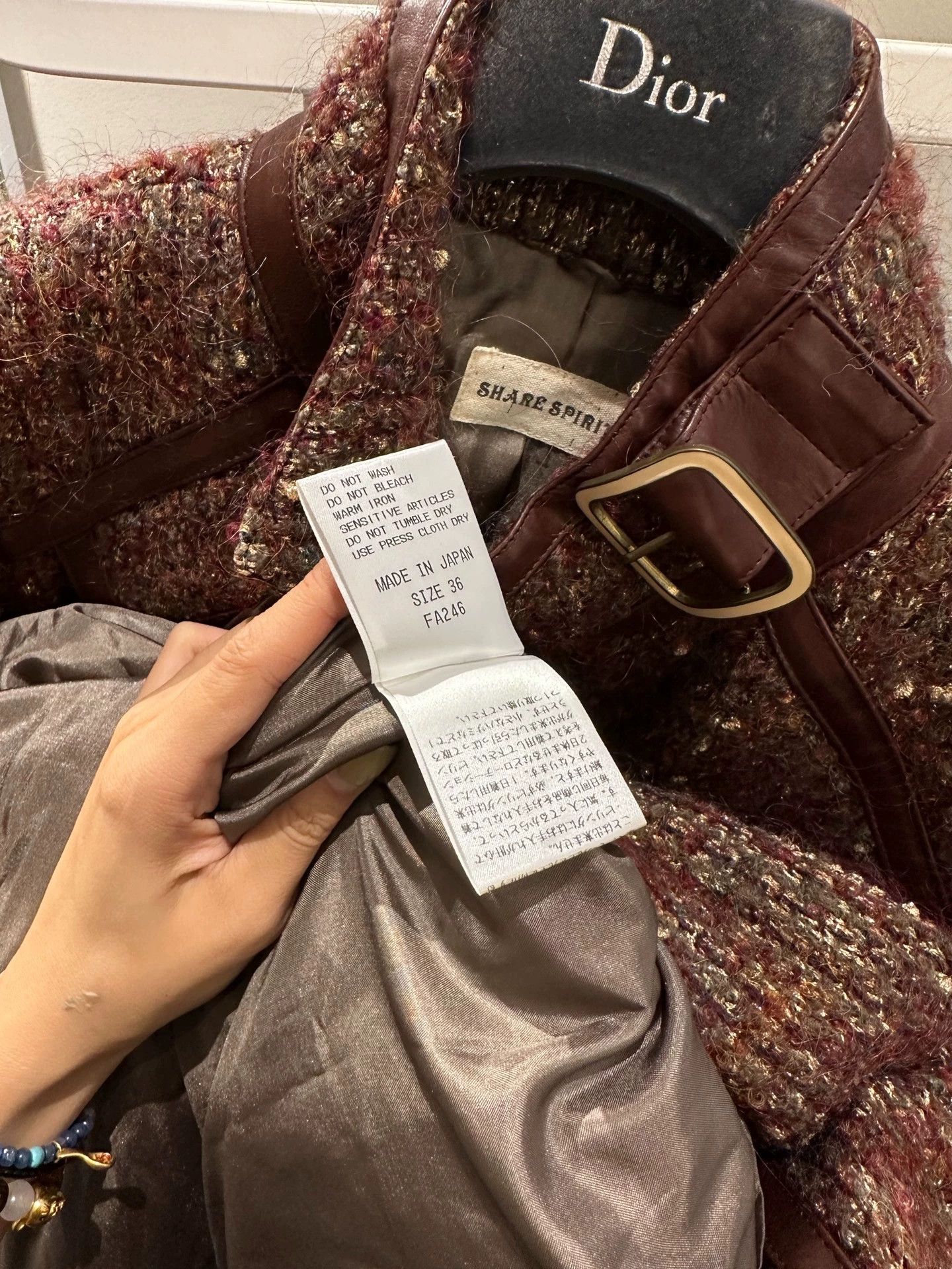 Share Spirit Homme Share Spirit Tweed & Leather Panel Overcoat Size XS / US 0-2 / IT 36-38 - 6 Thumbnail