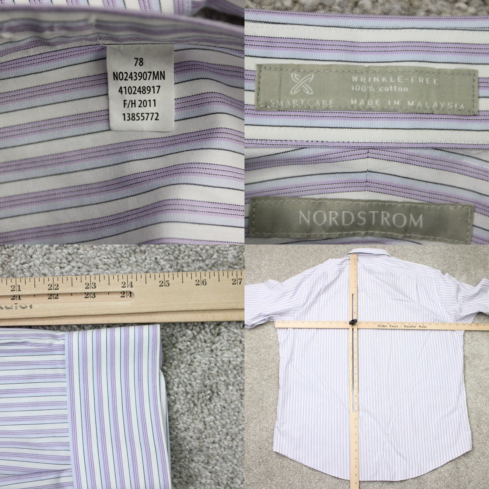Nordstrom Nordstrom Dress Shirt Mens 17 1/2 35 Purple Classic Check Cotton Wrinkle Free Business Size US XXL / EU 58 / 5 - 8 Thumbnail