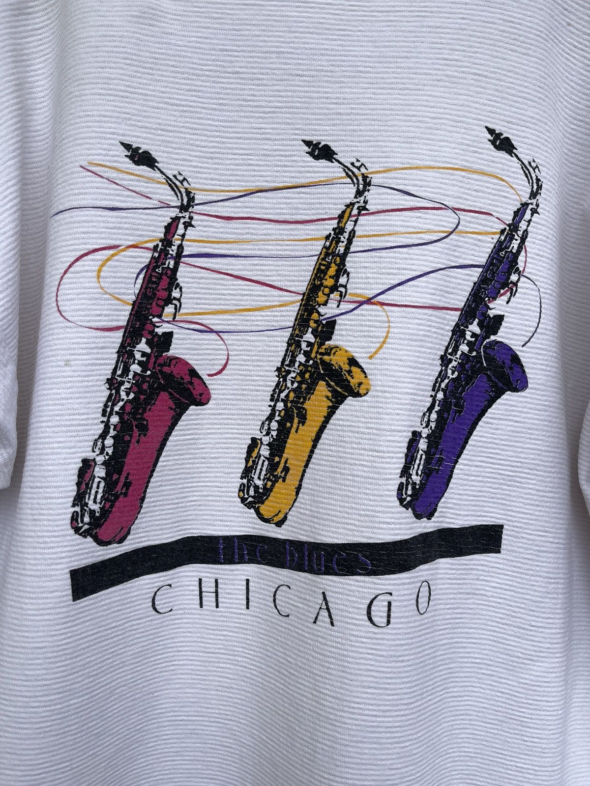 Band Tees The BLUES Chicago Saxofone Jazz Band Vintage T-shirt Size US XL / EU 56 / 4 - 5 Thumbnail