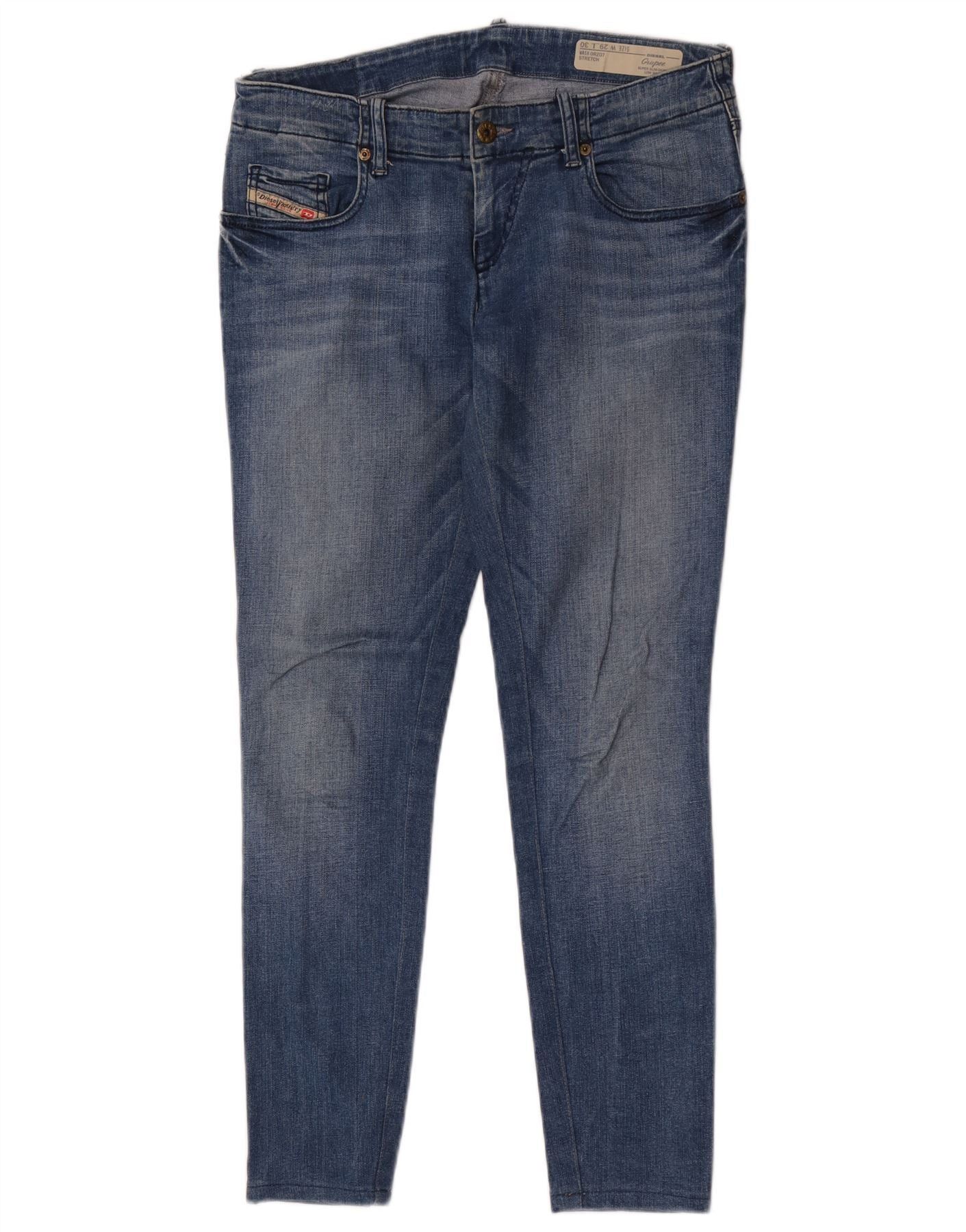 Diesel Womens Grupee Low Waist Super Slim Skinny Jeans W29 L30 Blue Size 42" / US 20 - 1 Thumbnail