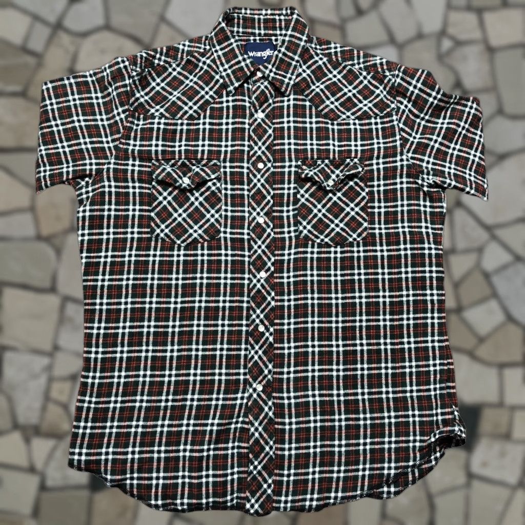 Wrangler Vtg Wrangler Shirt Men Black Red Plaid Flannel Pearl Snap Western Wrancher Shirt Size US L / EU 52-54 / 3 - 1 Thumbnail