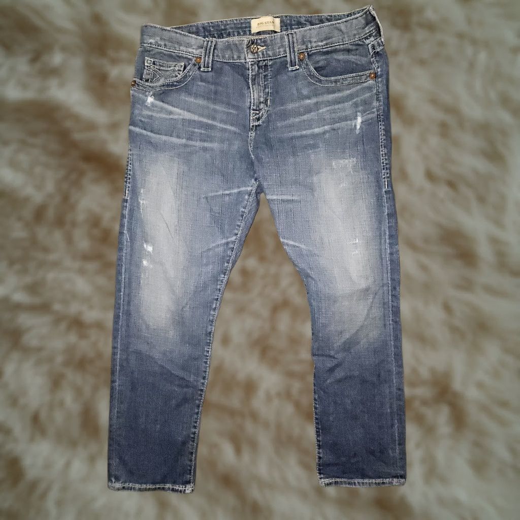 Vintage BIG STAR Sydney Boyfriend Jeans Women's 32 Mid Rise Blue Distressed Cowgirl Denim Size 24" / US 00 / IT 34 - 1 Thumbnail