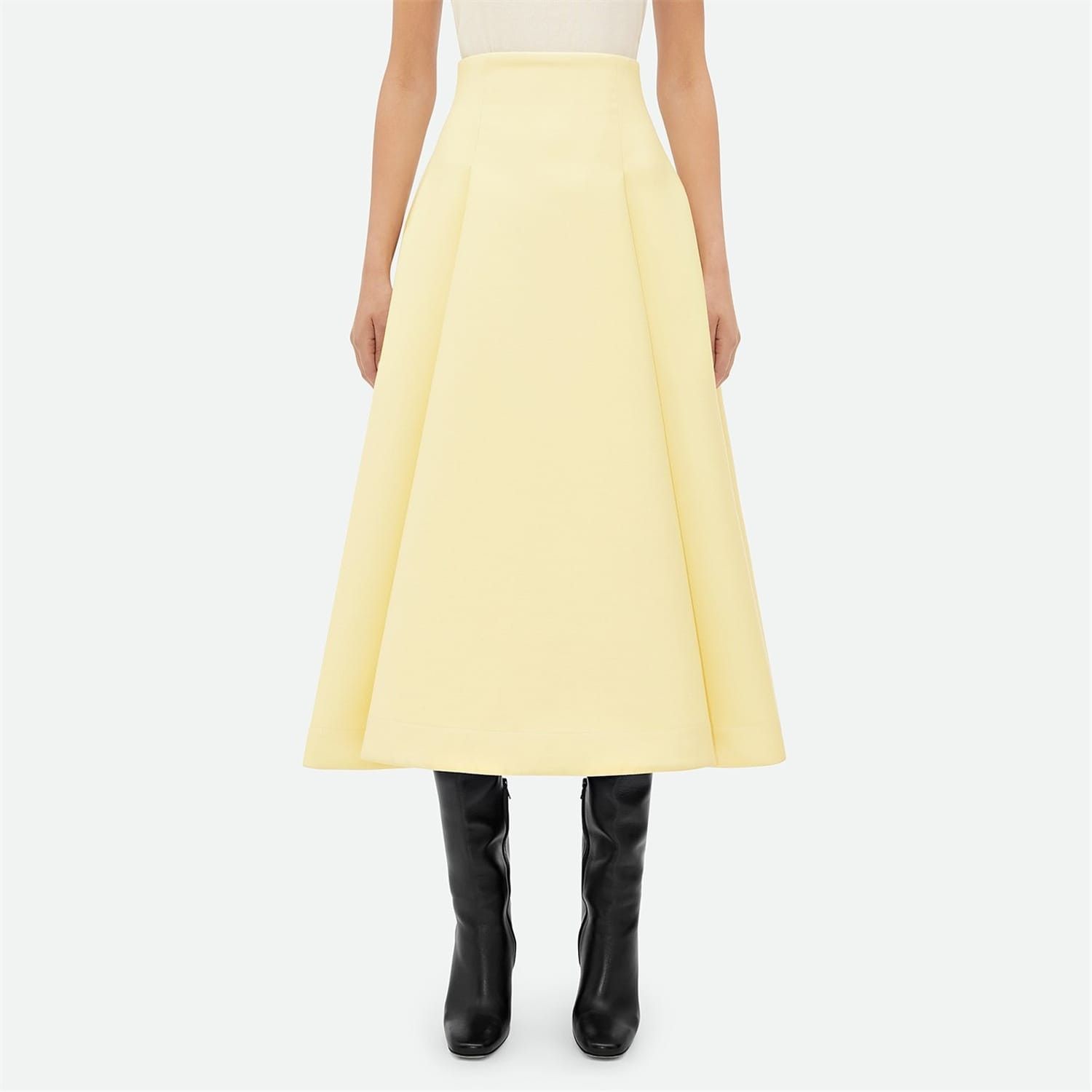 Bottega Veneta Bottega Veneta Pleated Wide Midi Skirt in Yellow Size 36" / US 14 / IT 50 - 1 Thumbnail