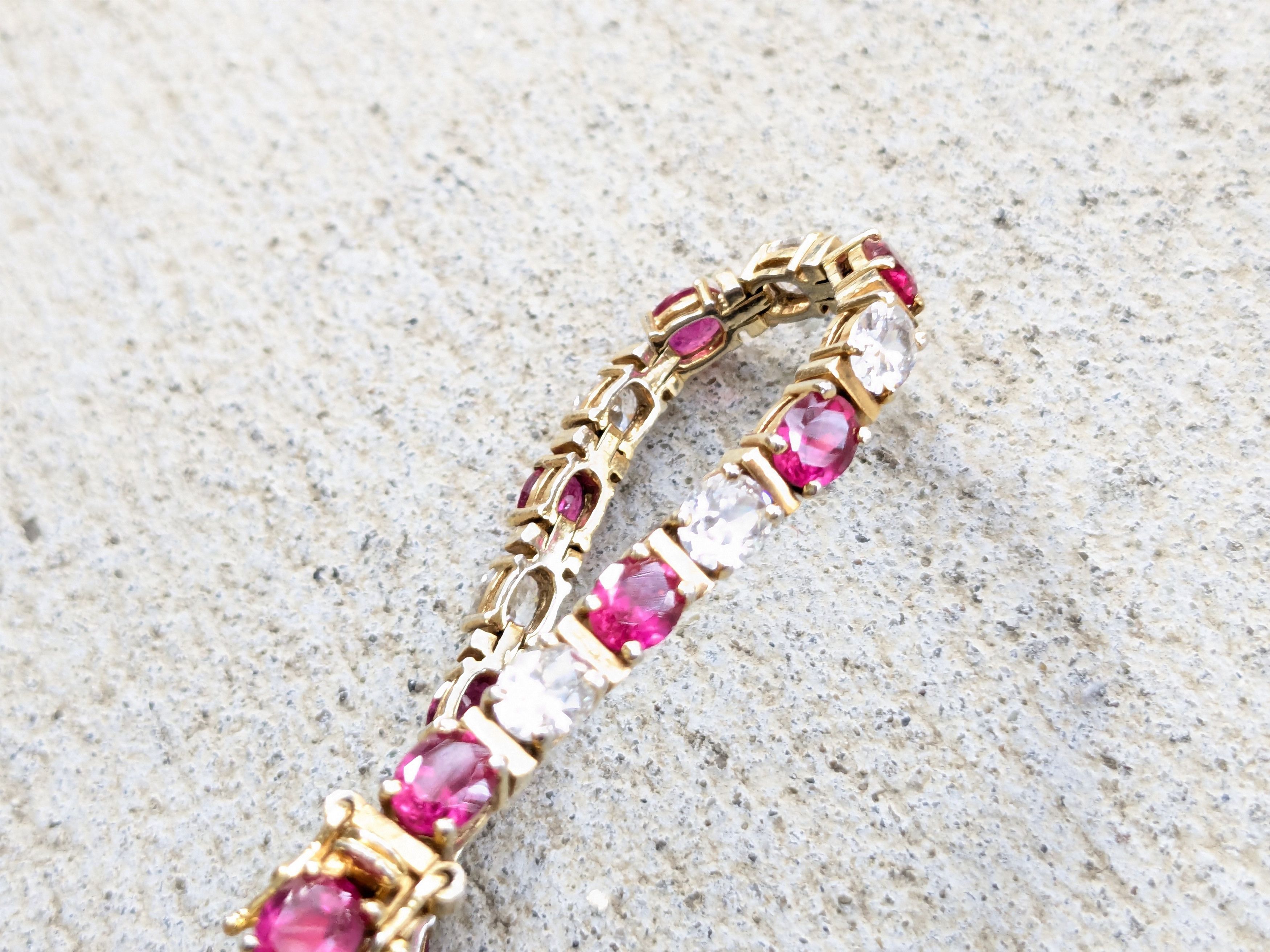 Sterling Silver Sterling Silver Tennis Bracelet Ruby CZ 7.25 Gold Vermeil Size ONE SIZE - 8 Thumbnail