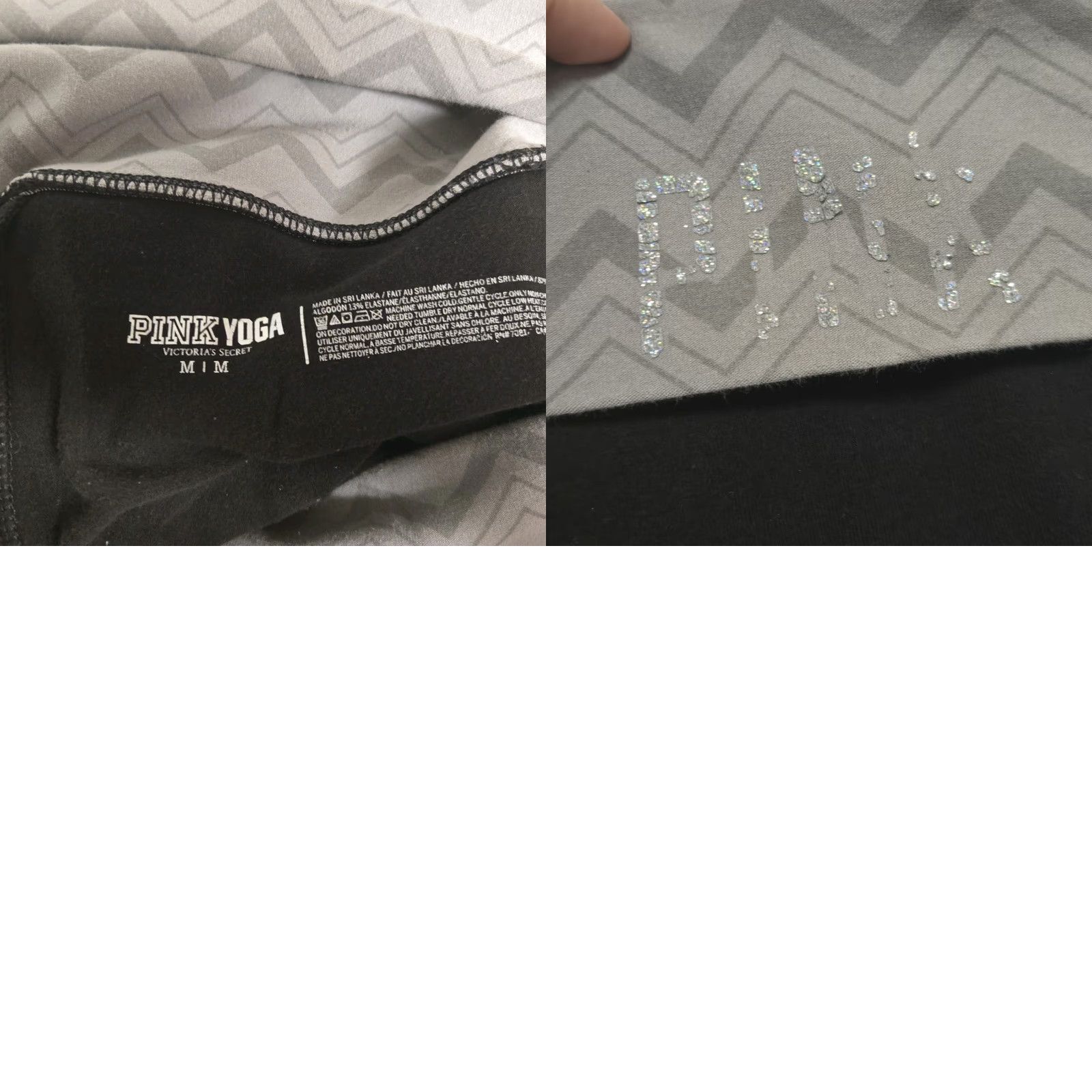 Pinko VINTAGE PINK VS Yoga Pants Chevron Foldover Size Medium Black/Pink Athletic Activewear Women's Size M Size ONE SIZE - 8 Thumbnail