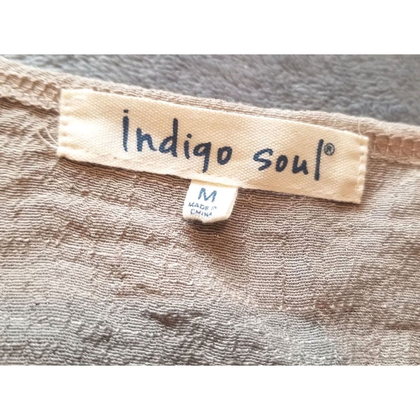 Vintage Indigo Soul Womens Crochet Lace Tunic Top 3/4 Sleeve Taupe Rayon Blend Size M / US 6-8 / IT 42-44 - 2 Thumbnail