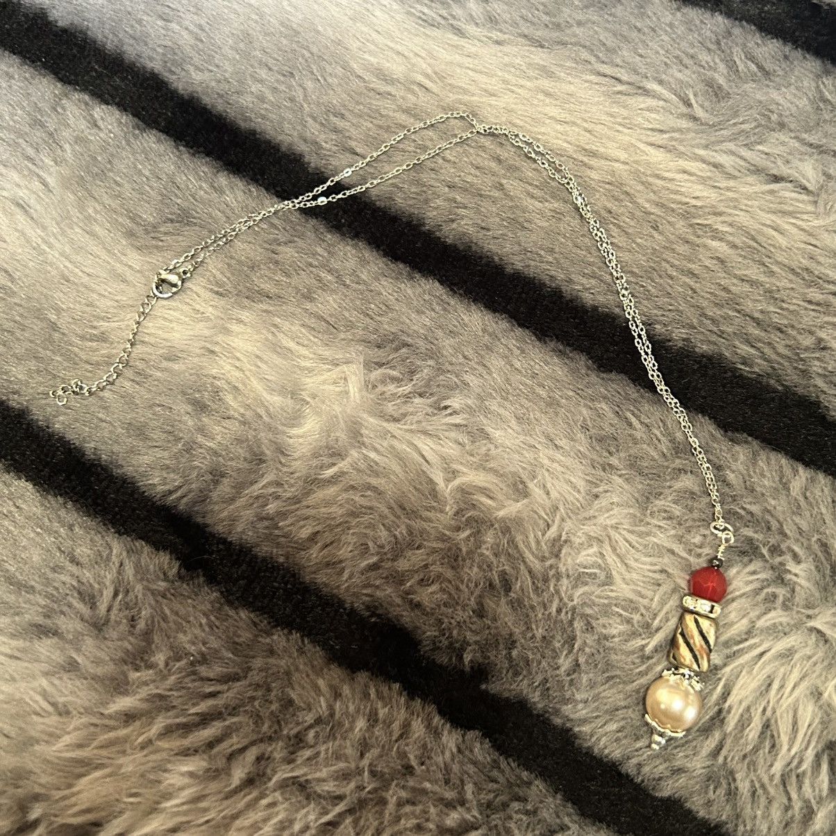 Handmade Handcrafted vintage bead drop pendant on chain necklace Size ONE SIZE - 6 Thumbnail
