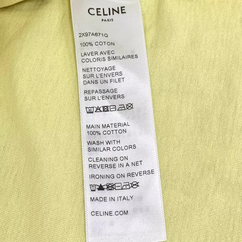 Celine Celine Yellow Logo Cotton Short Sleeve TShirt Size S / US 4 / IT 40 - 8 Thumbnail