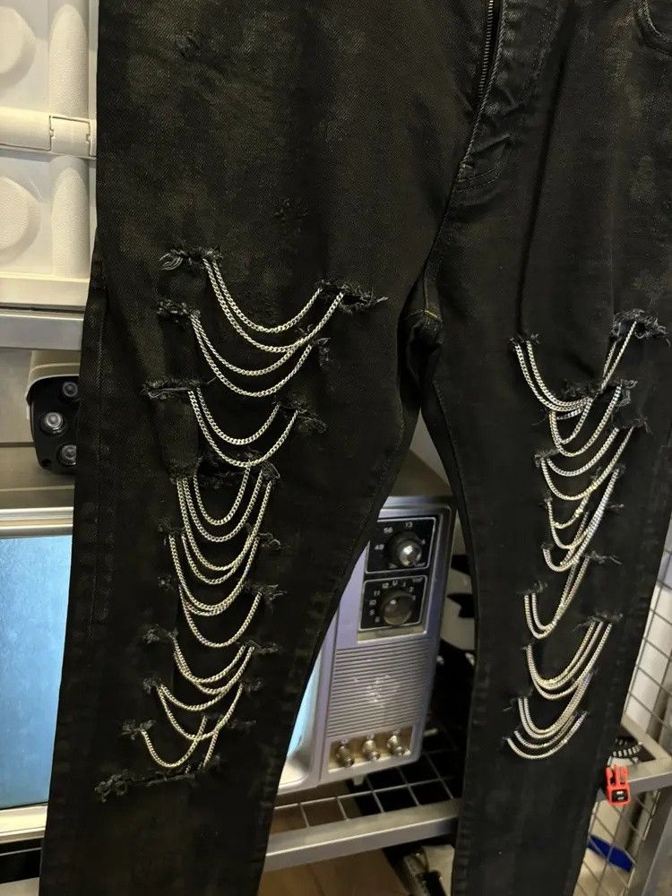 Saint Laurent Paris Saint Laurent Black chain jeans Size US 33 - 3 Thumbnail
