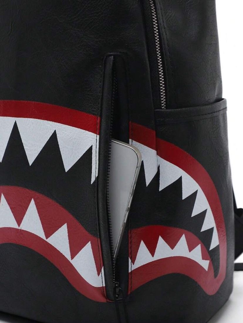 Designer Printed shark’s leather backpack Size ONE SIZE - 5 Thumbnail