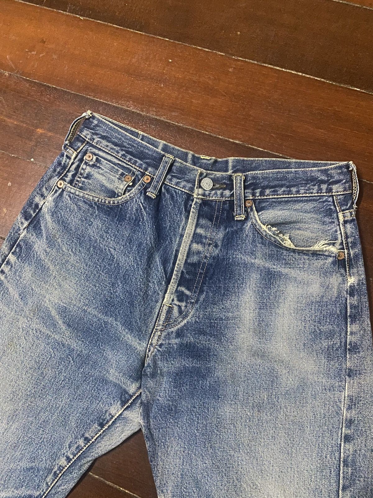 Pherrow's Pherrow’s Stormy Blue lot 404 Flared Denim Jeans distressed Size US 30 / EU 46 - 9 Thumbnail
