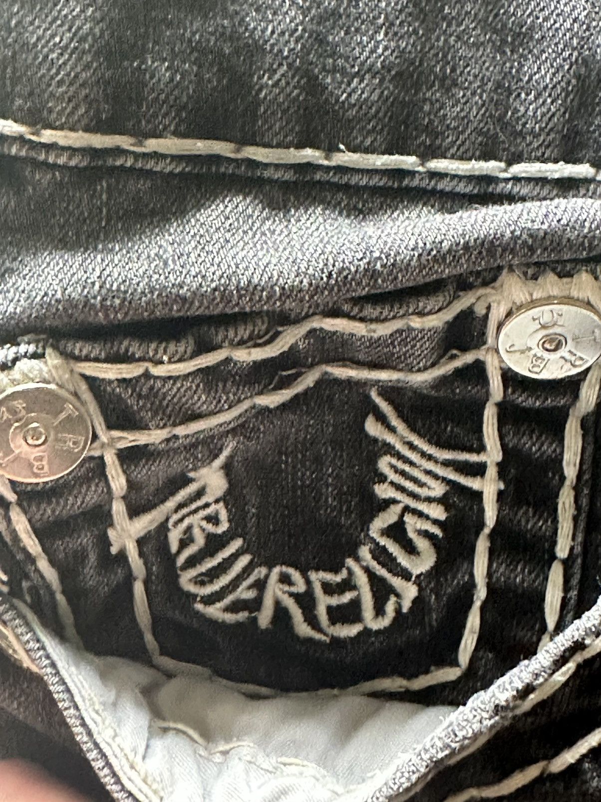 True Religion × Vintage True Religion Black Denim, White Constrast Stitch Pants Size US 34 / EU 50 - 6 Thumbnail
