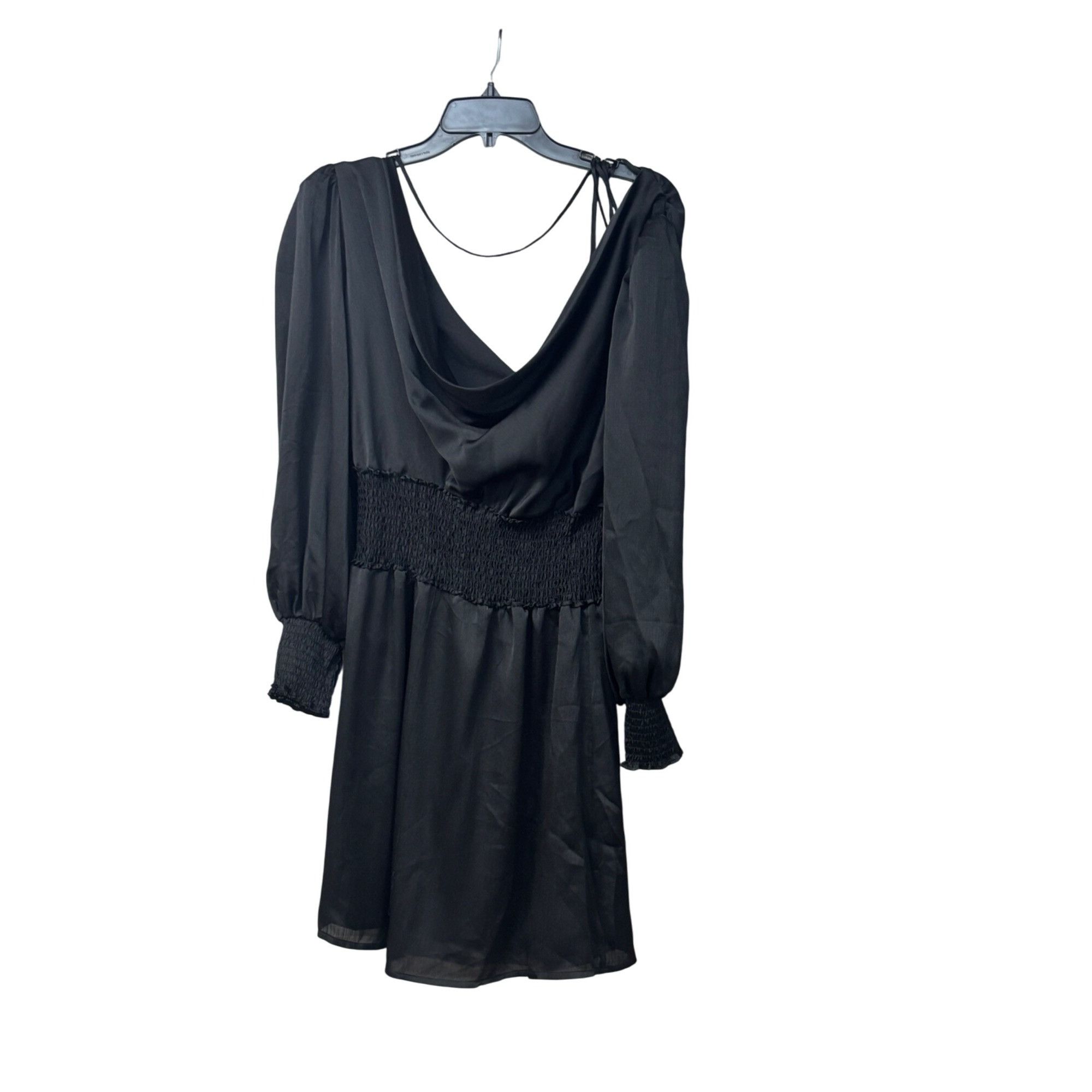 Other LEYDEN Womens Black SatinSmocked Cowl-Back Dress, Black, XL Size XL / US 12-14 / IT 48-50 - 10 Thumbnail