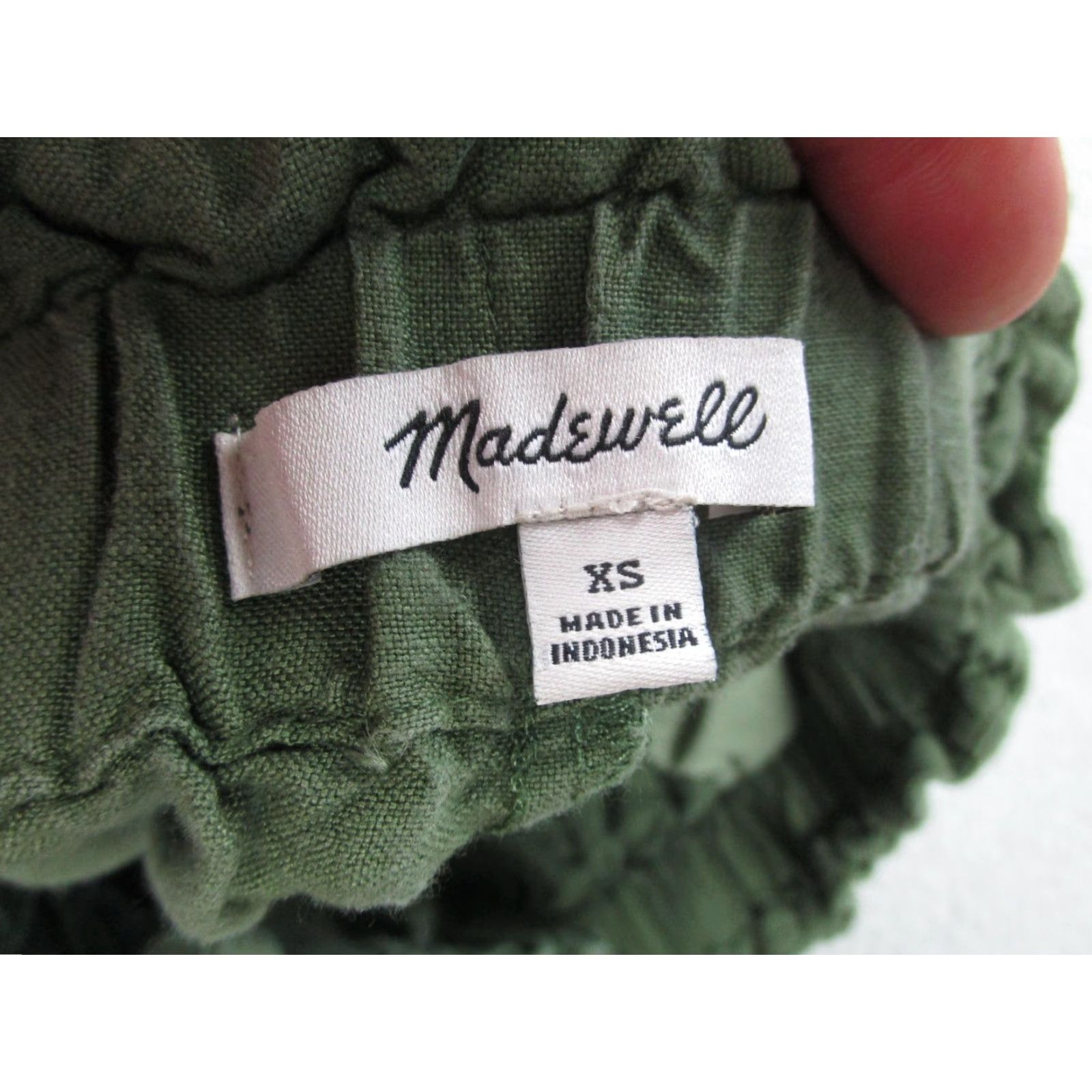 Madewell Madewell Skirt Womens XS Green Linen Button A-Line Elastic Waist Cottagecore Size 26" / US 2 / IT 38 - 6 Thumbnail