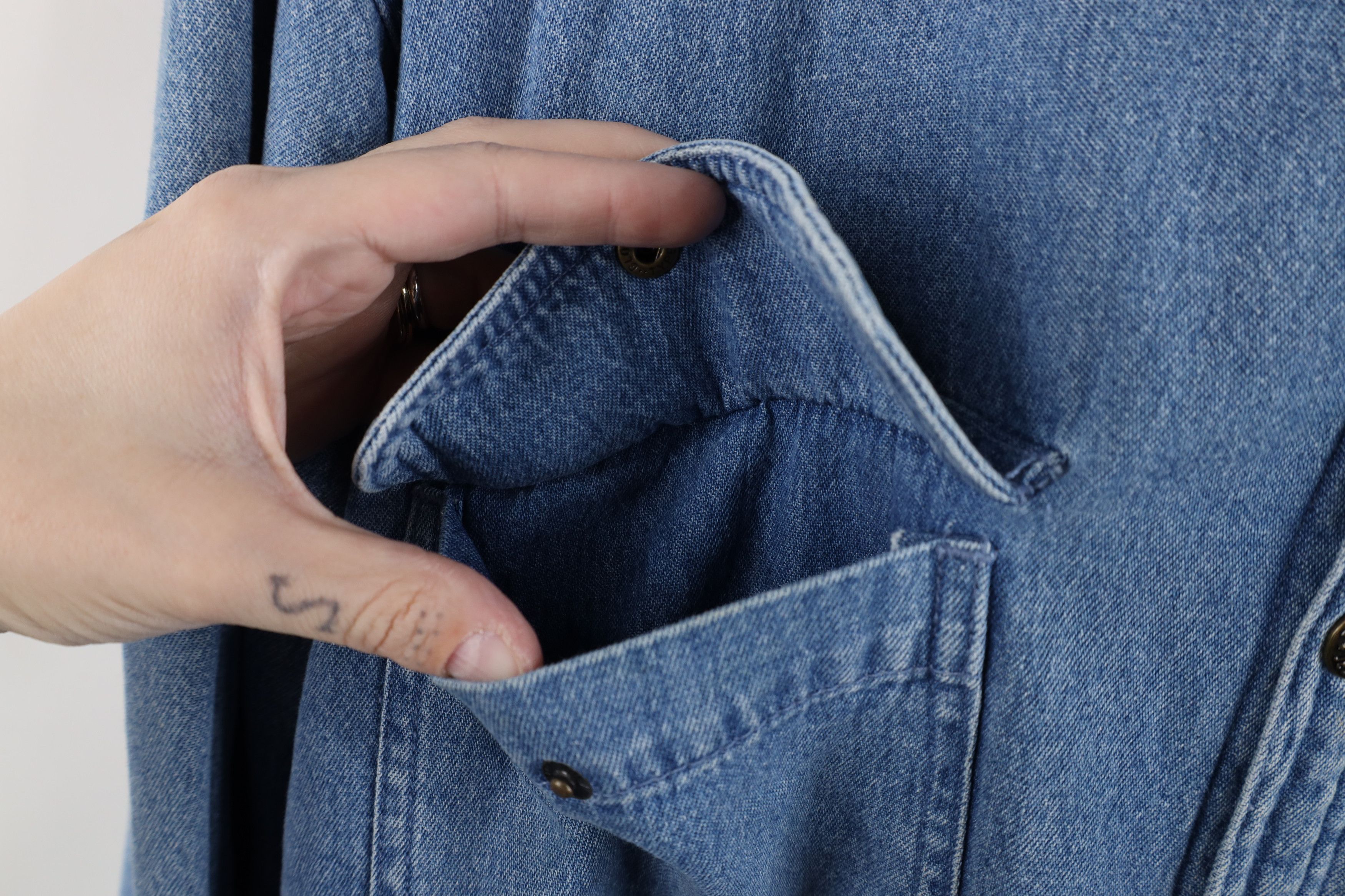 Vintage Vintage 90s Streetwear Lined Denim Button Shirt Jacket Size US XL / EU 56 / 4 - 8 Thumbnail