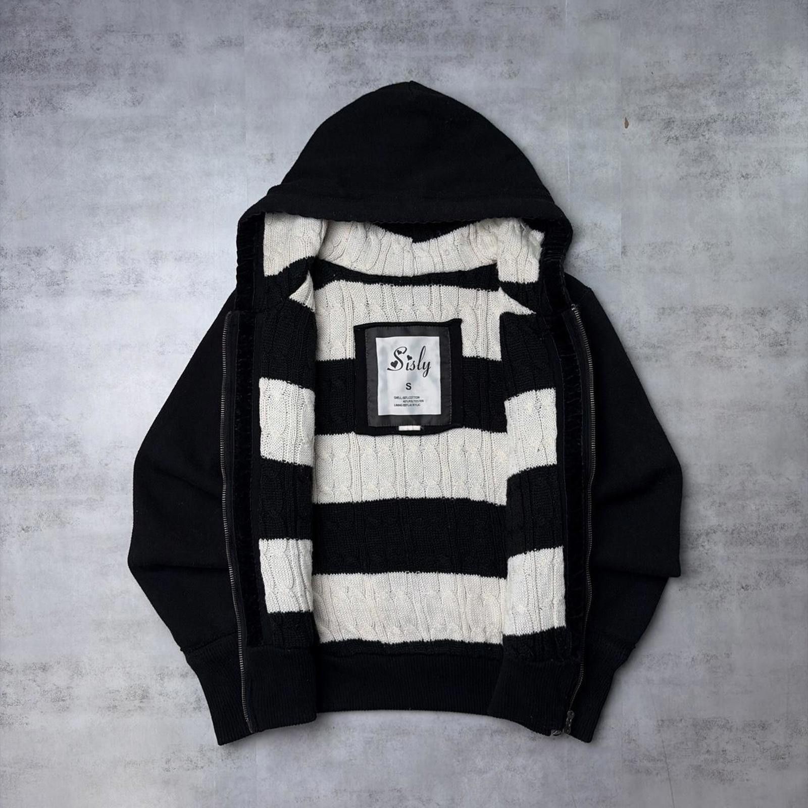 Other Y2K Black American Vintage Grunge Knit Lined Zip Up Hoodie Size S / US 4 / IT 40 - 2 Thumbnail