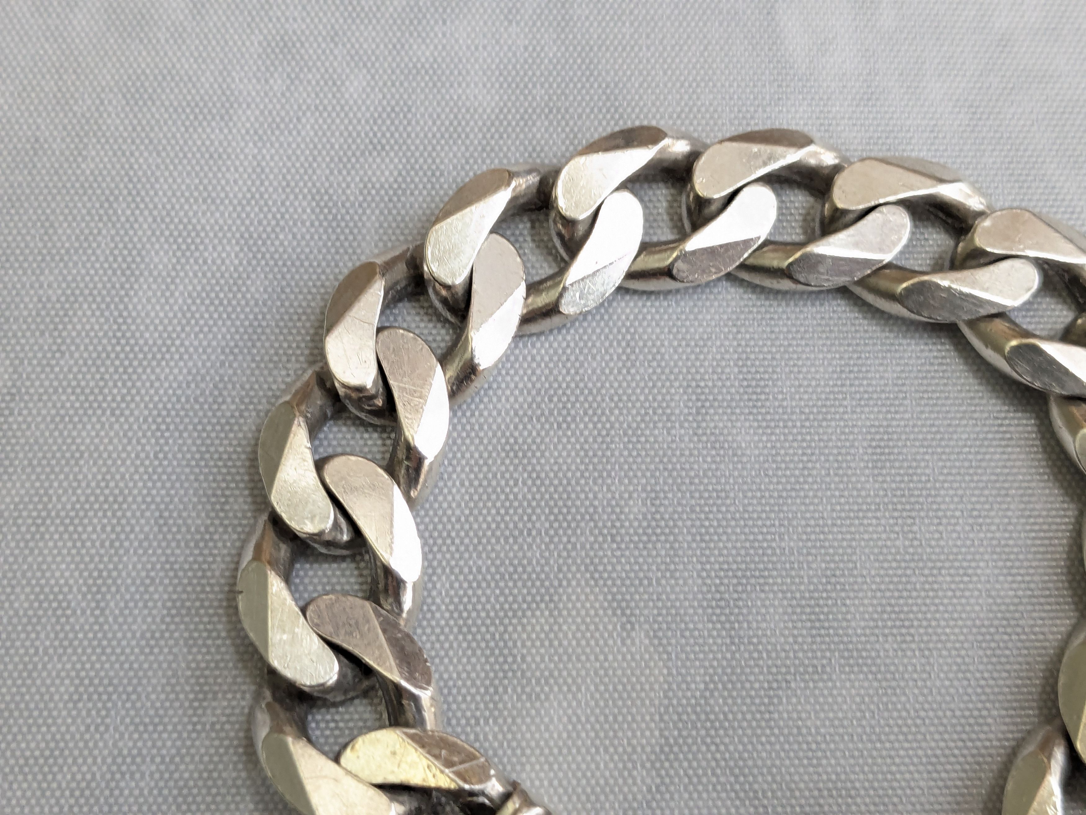 Jewelry Vintage Sterling Silver Cuban Bracelet Link Chain 8.5" Size ONE SIZE - 7 Thumbnail